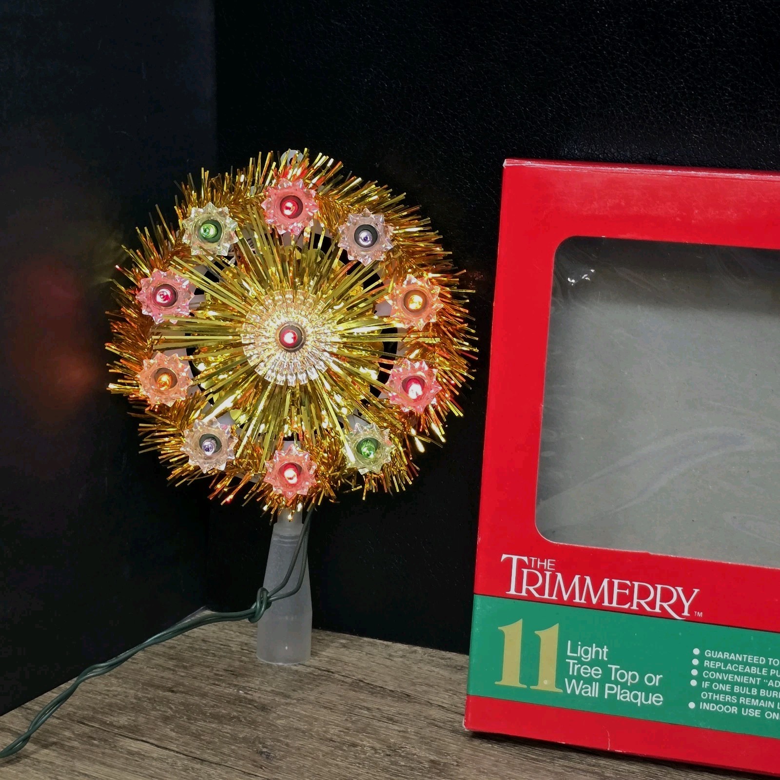 Vintage/Retro The Trimmer 11 LIGHT TREE TOPPER or WALL PLAQUE Gold Tinsel NIB