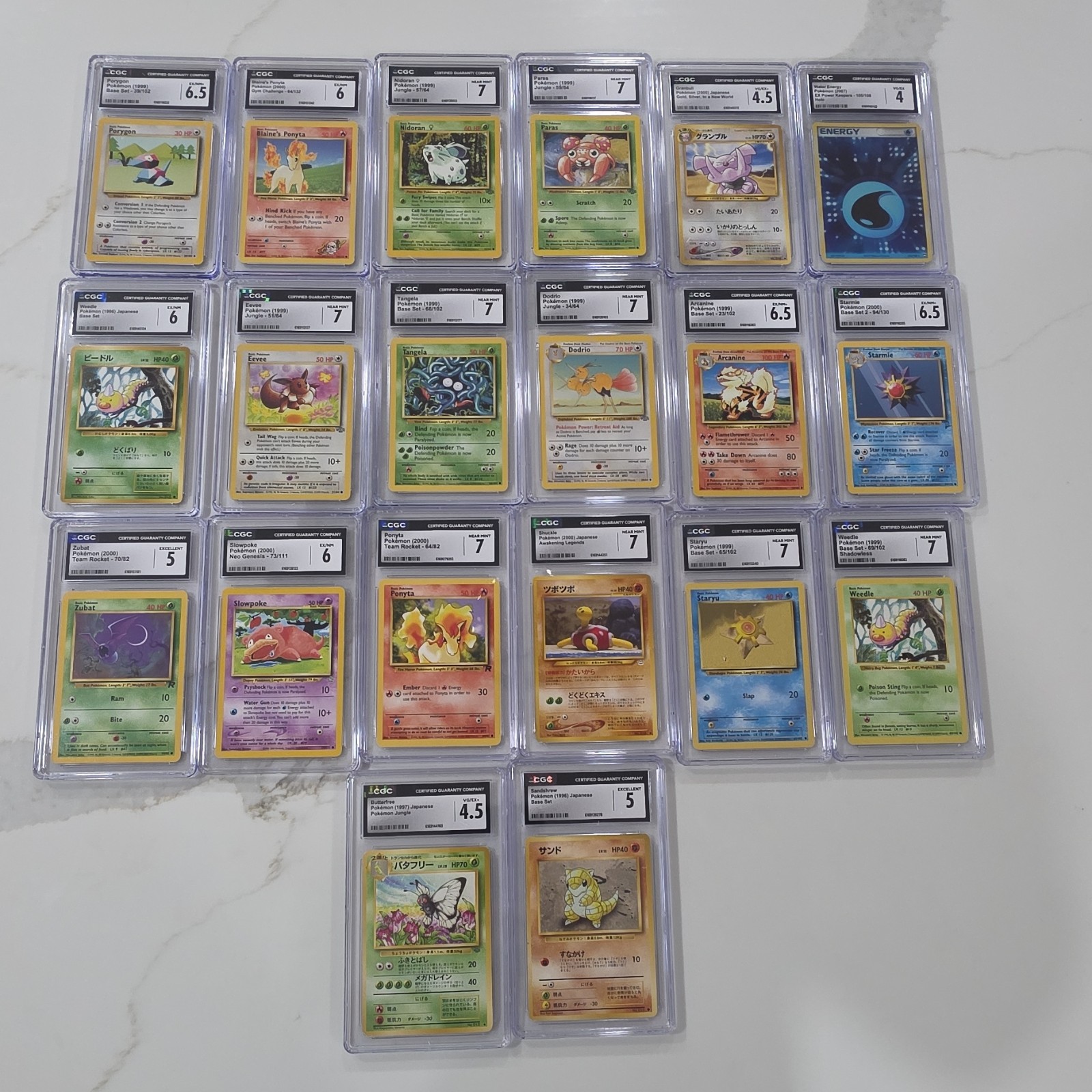 CGC Graded Pokémon 20-Card Lot Holo/Shadowless Base Set Jungle Team Rocket