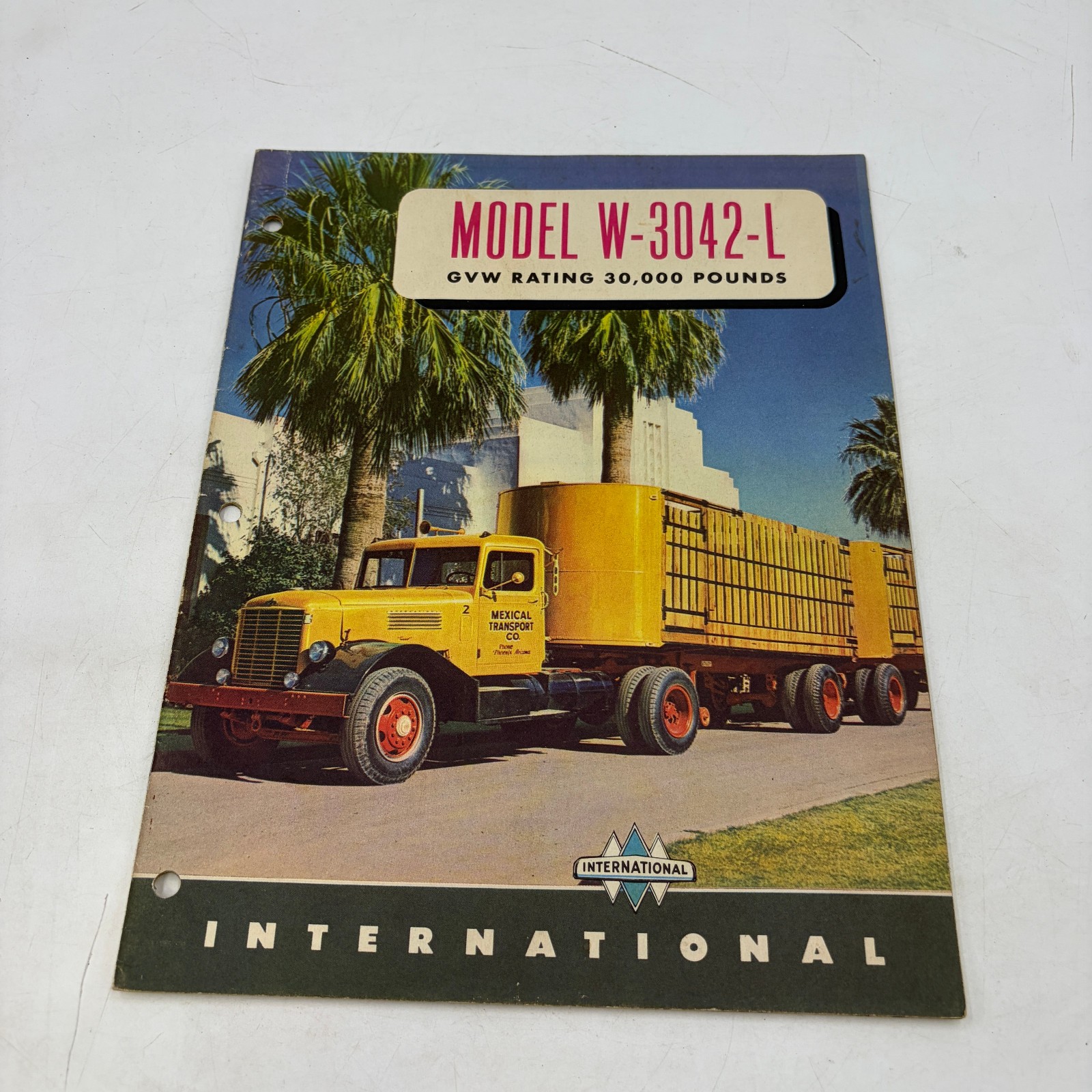 1950\'s INTERNATIONAL SEMI TRUCK BROCHURE MODEL W-3042-L VTG 30,000 Lbs