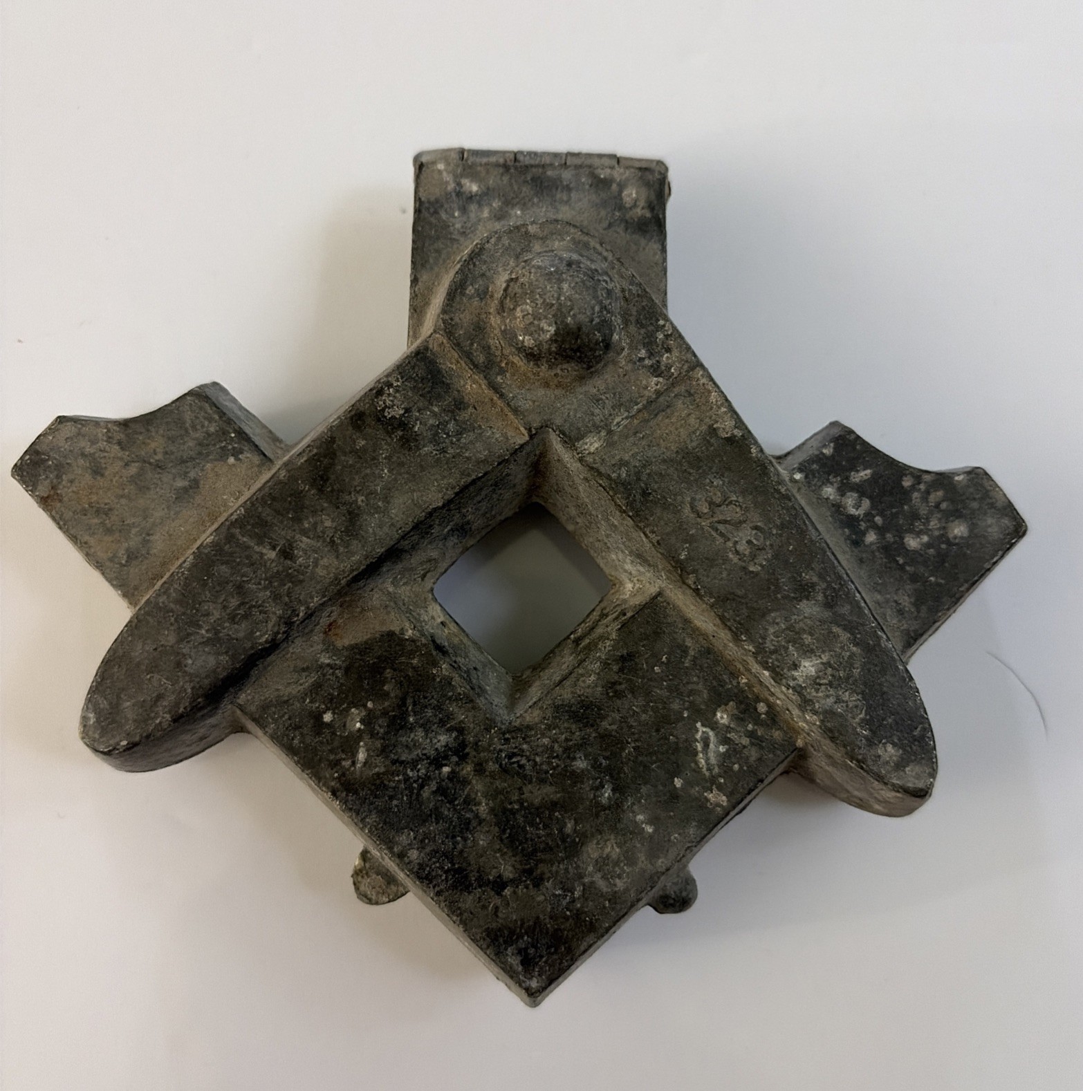 Antique c 1900 Masonic Chocolate Mold #323 Zinc Square & Compass Ice Cream