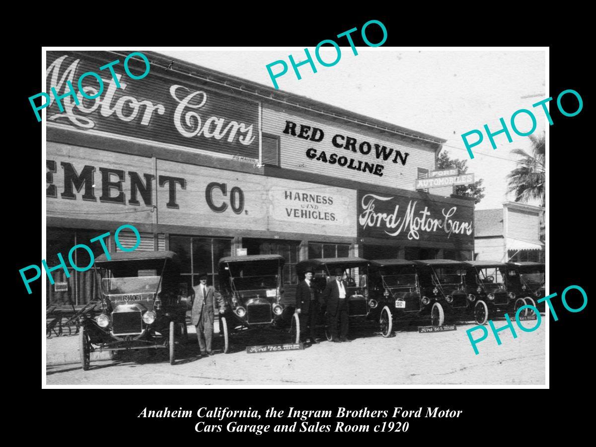 OLD LARGE HISTORIC PHOTO OF ANAHEIM CALIFORNIA THE FORD MOTOR co GARAGE c1920