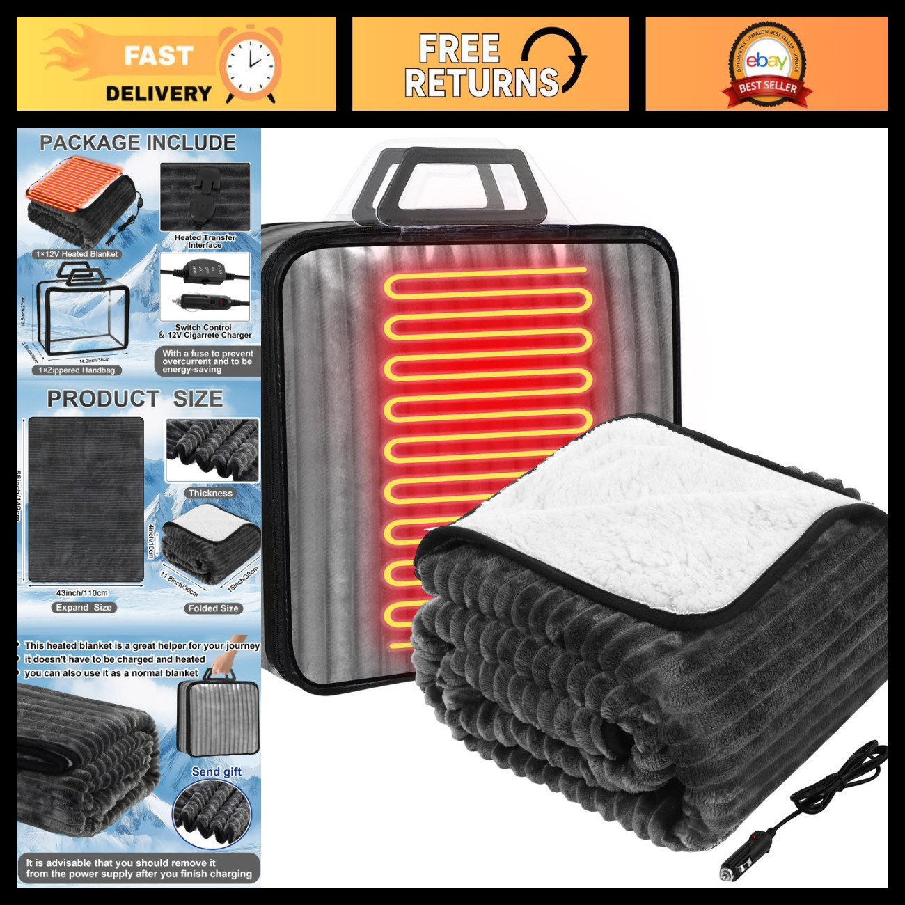 12v Heated Car Blanket 58\