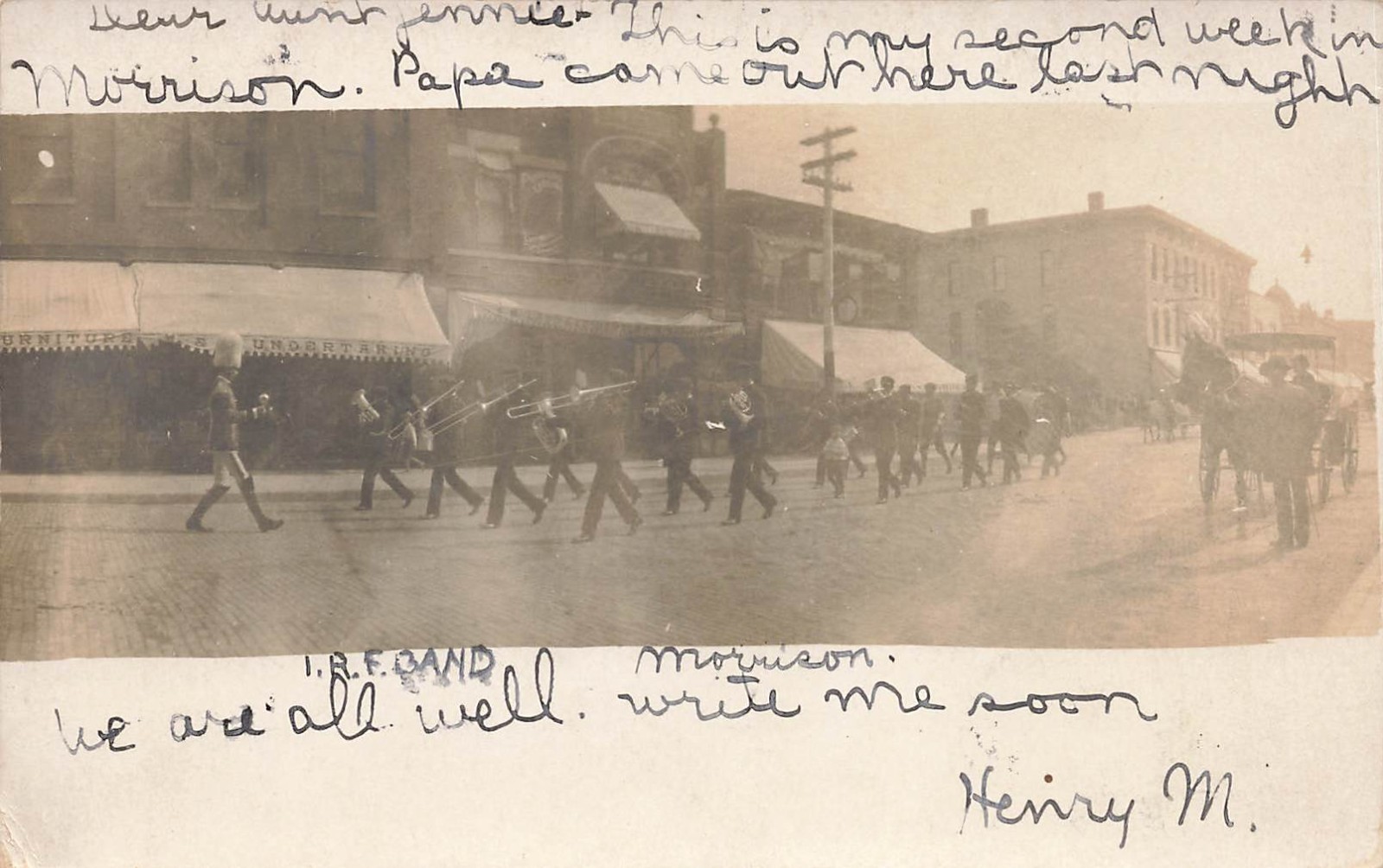 LP03 Morrison Illinois  I.R.F Band 1906  RPPC RARE Postcard