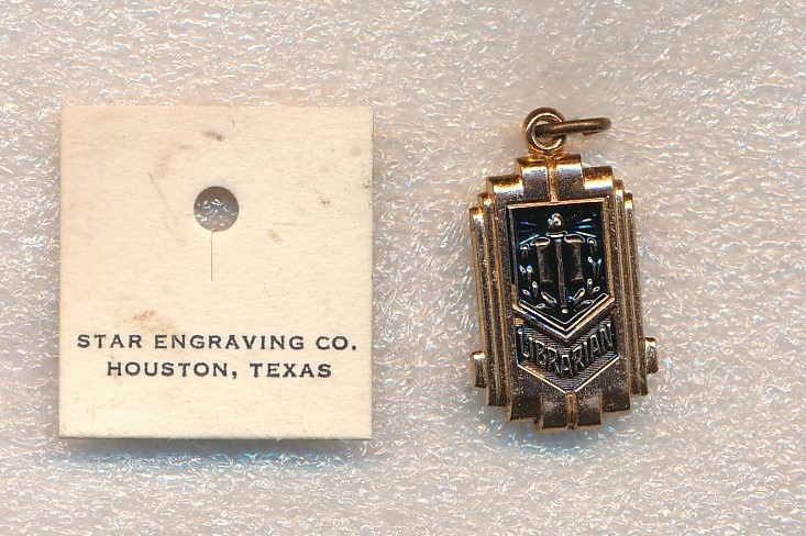 Vintage Star Engraving Co Houston Librarian School Pendant Charm in Original Box