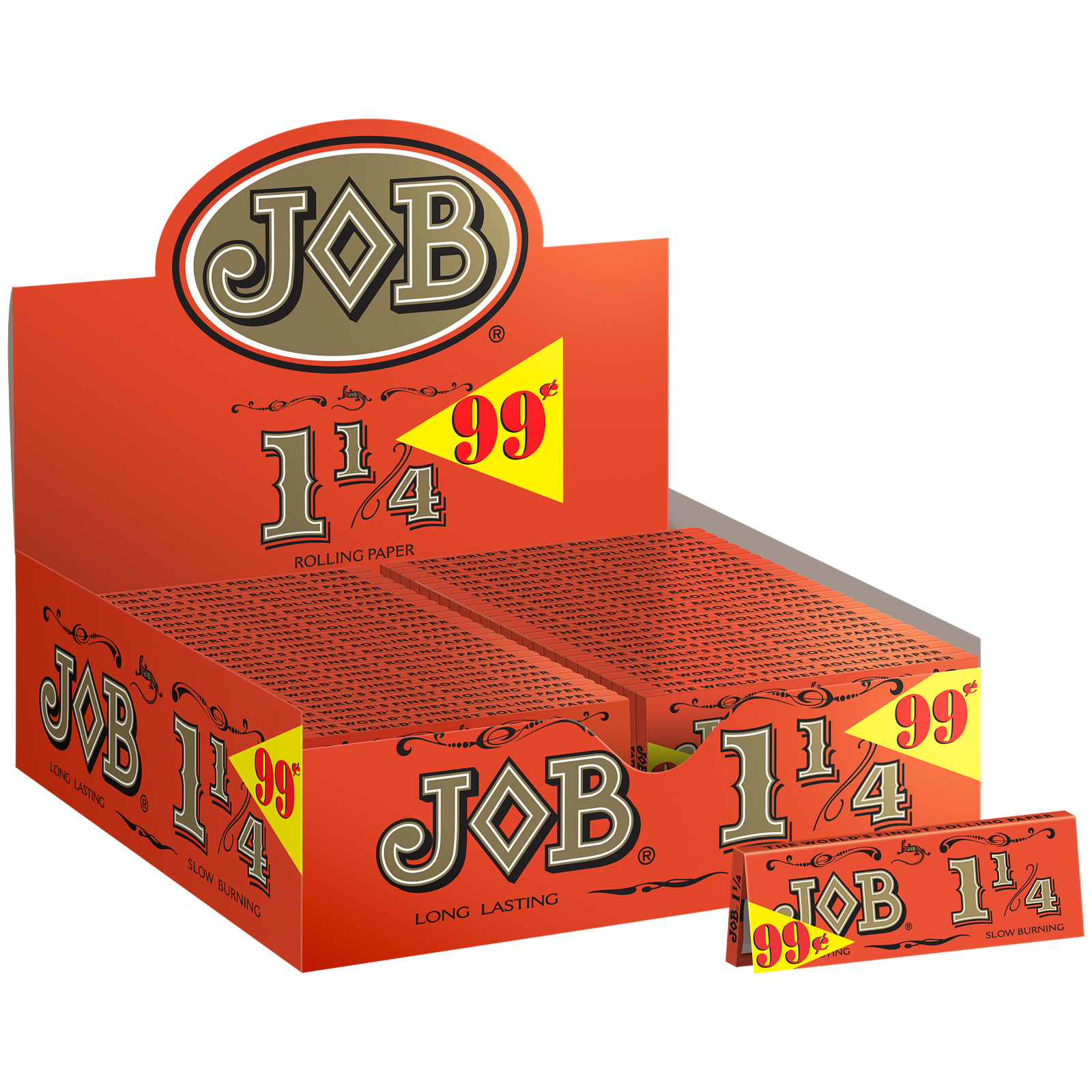 JOB Orange Papers 100 COUNT Box JOB 1 1/4 Pre-Price 78mm Rolling Cigarette Paper