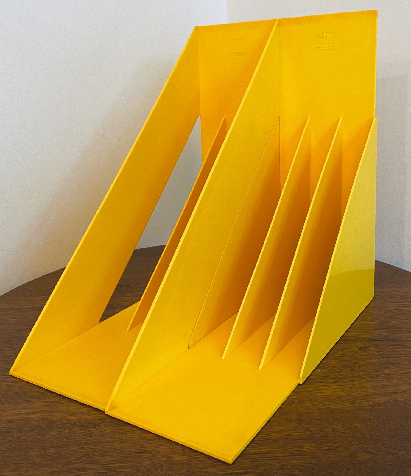 Vintage 1970s - Heller Giotto Stoppino Record / Vinyl Holder - Yellow - Lot of 2