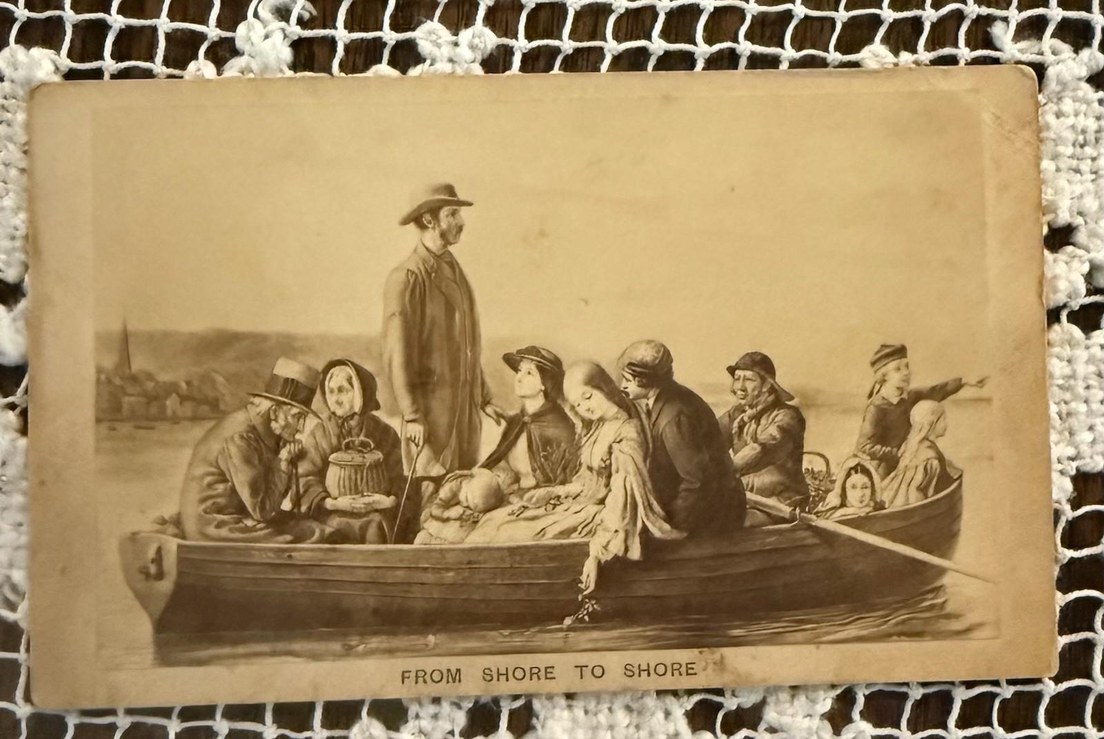 CDV of an early family on a boat headed to New Lands