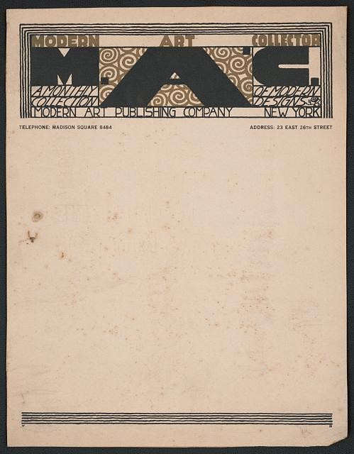 Photo:New York NY 1915 Modern Art Collector Magazine Letterhead Design