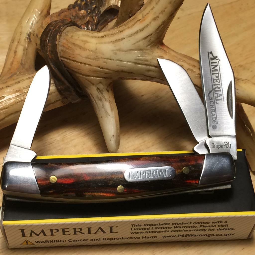Imperial Schrade Amber Swirl Stockman 3 3/8