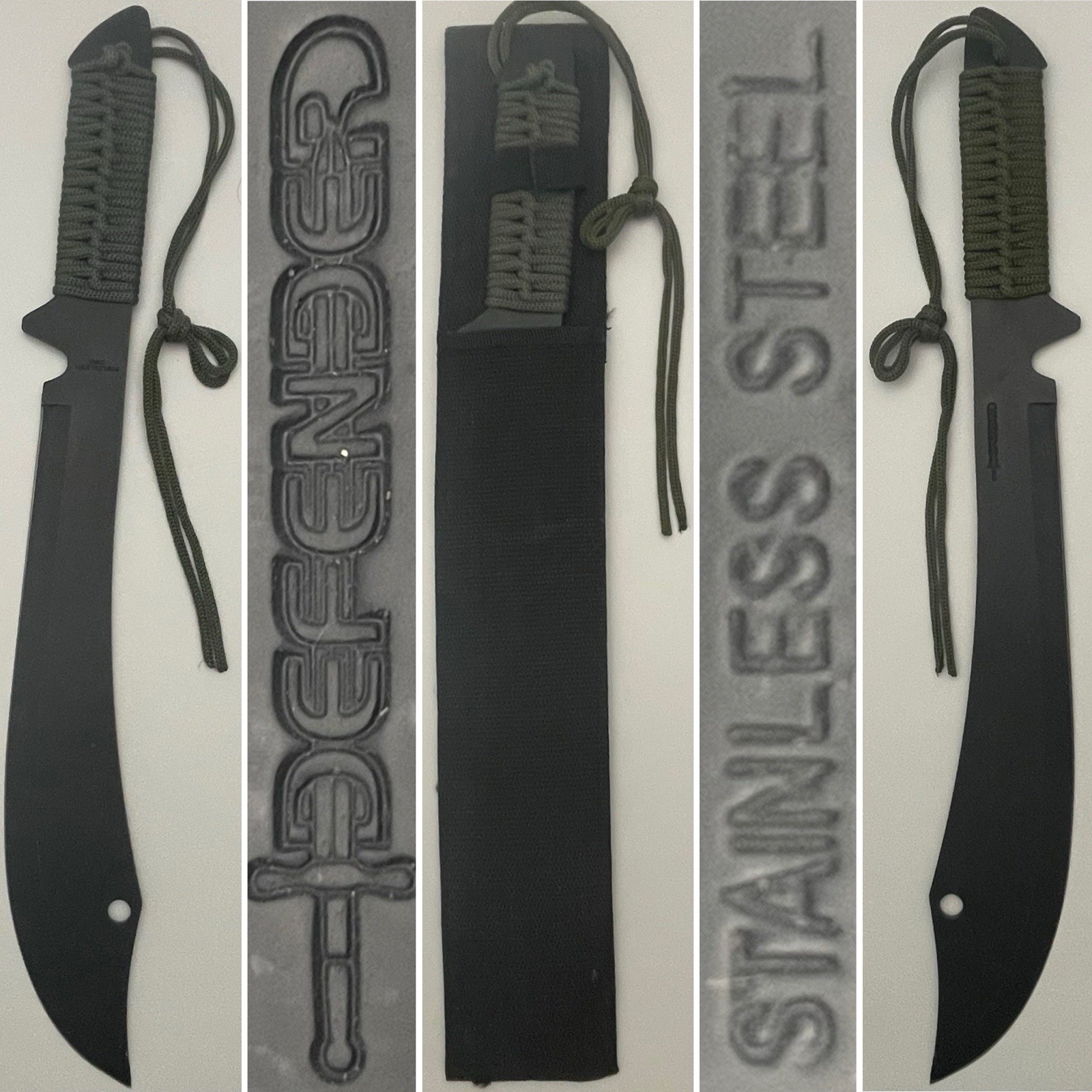Defender by Frost Cutlery 19” SS Black Fantasy Machete Wrap Handle Nylon Sheath