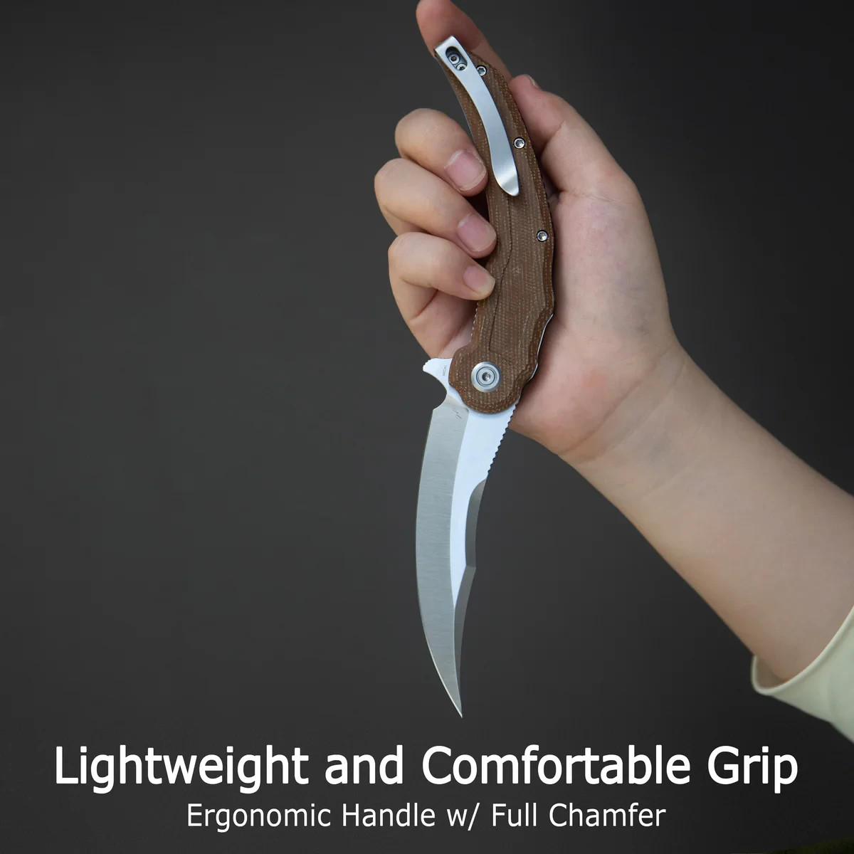 Kubey Wave Crest Folding Knife 3.75″ 14C28N Sandvik Steel Blade Micarta Handle