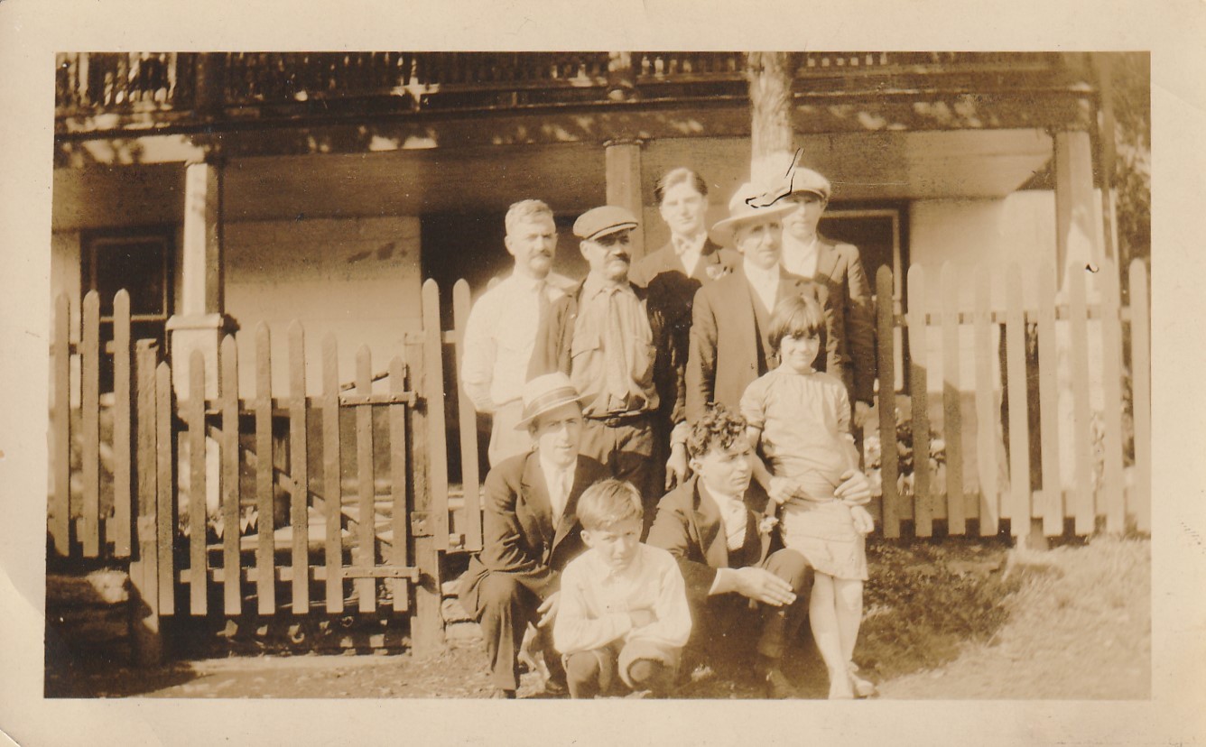 1920s Vintage photo of a group gathered outside a house, found photos