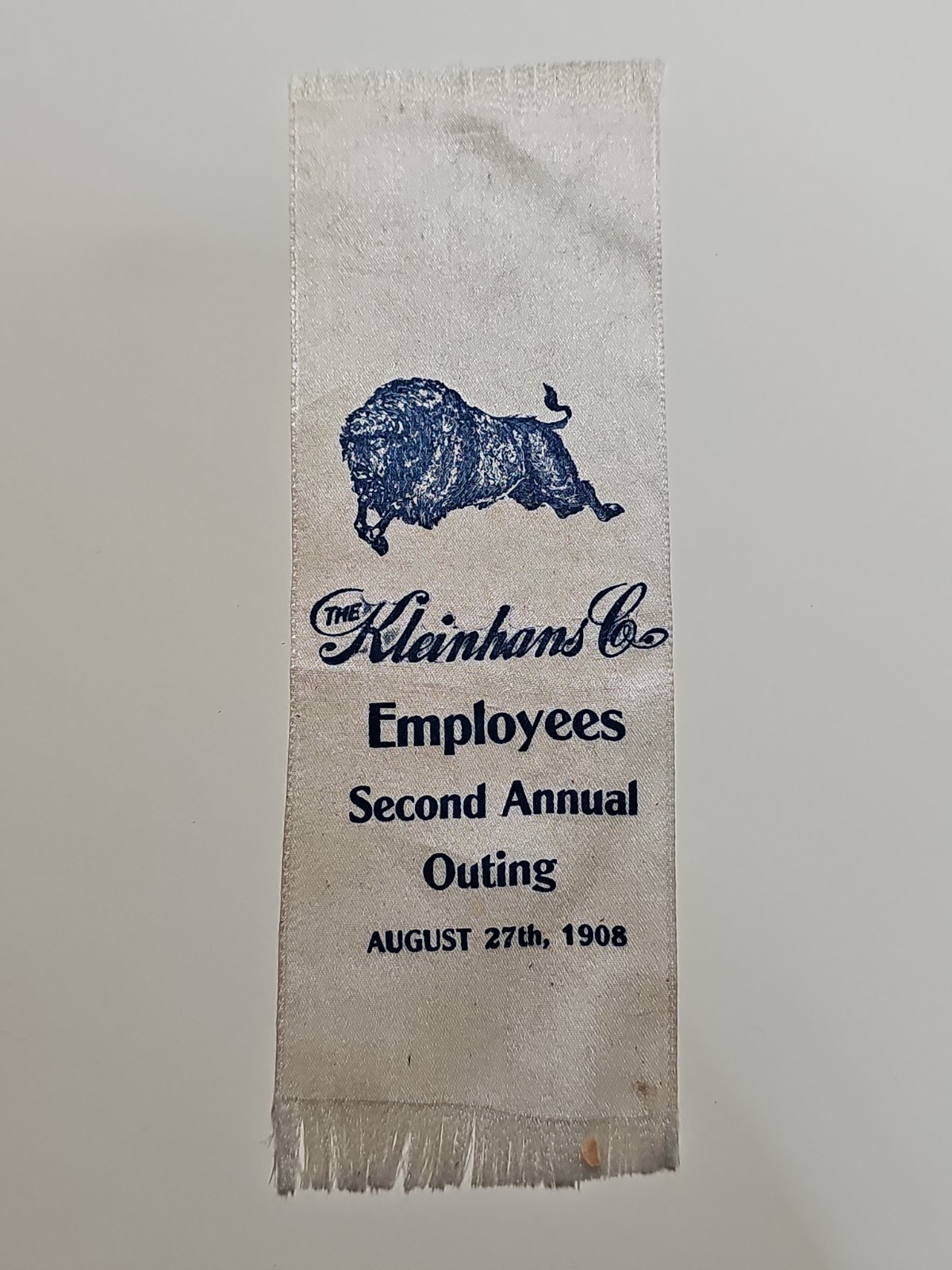 1908 Kleinhans Co. Employees Second Annual Outing Silk Ribbon Buffalo NY...