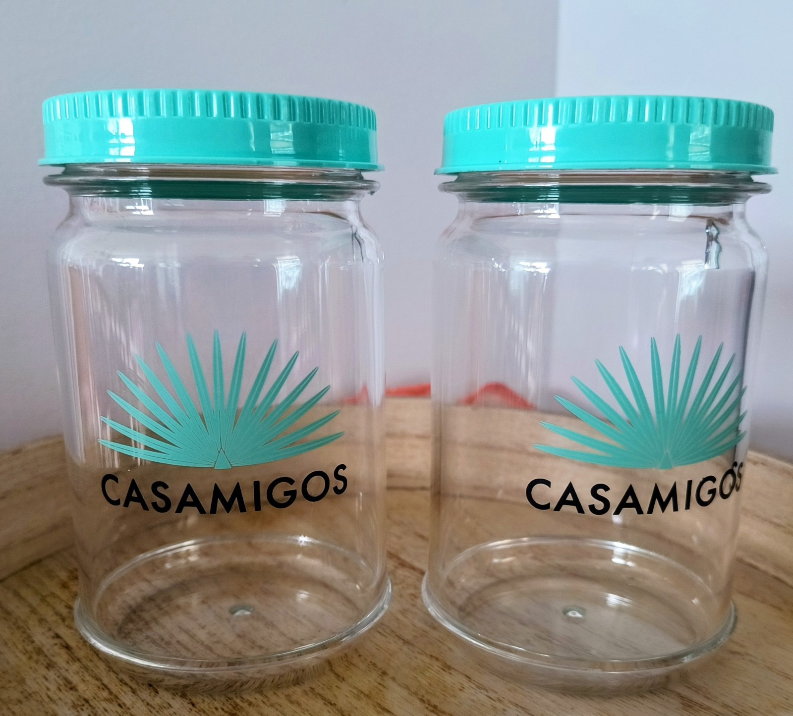 (2) CASAMIGOS Tequila 14oz Acrylic Mason Jar Collectible Cocktail Glass With Lid