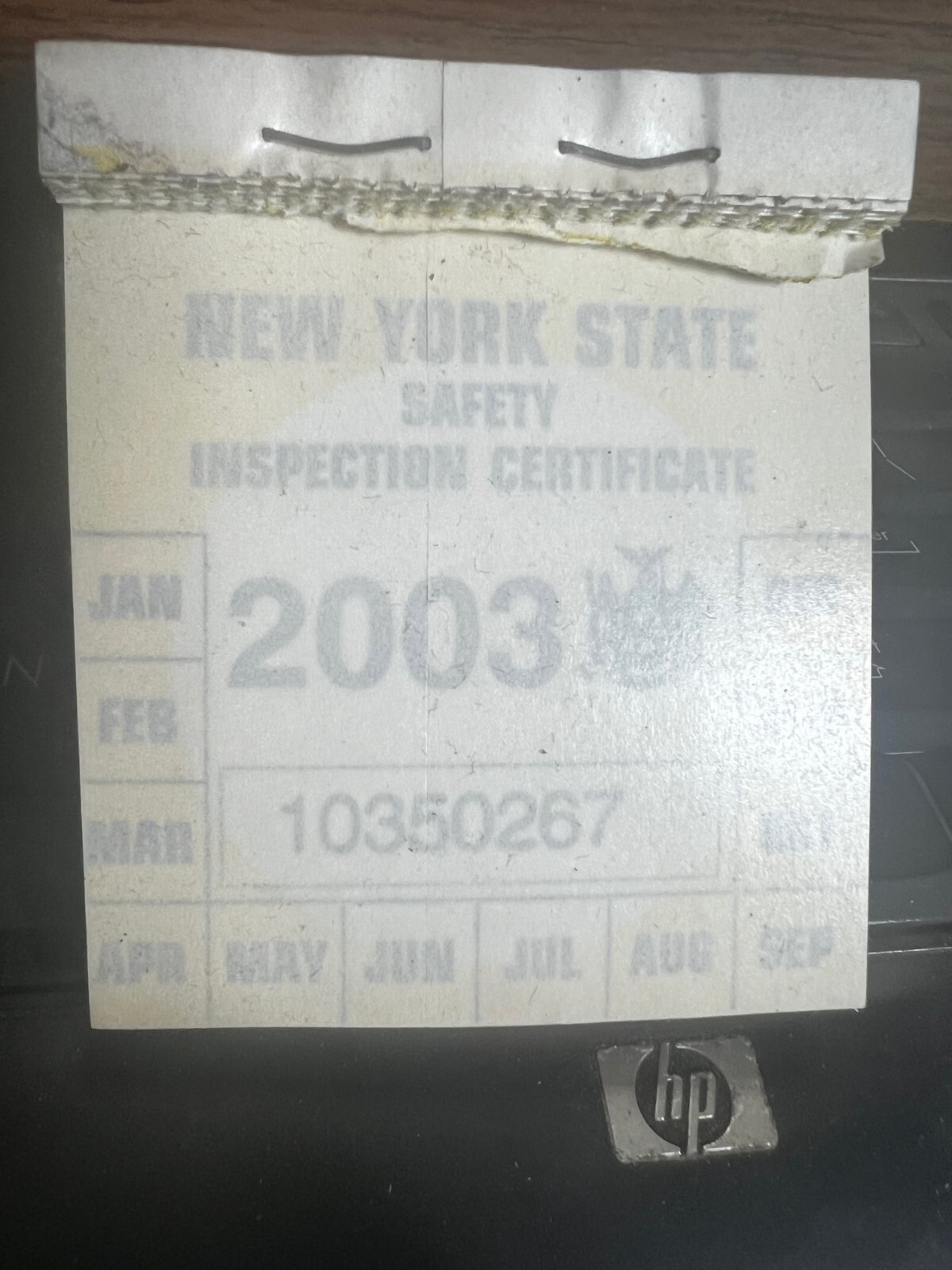 ORIGINAL NYS , NY  State Inspection Sticker 2003
