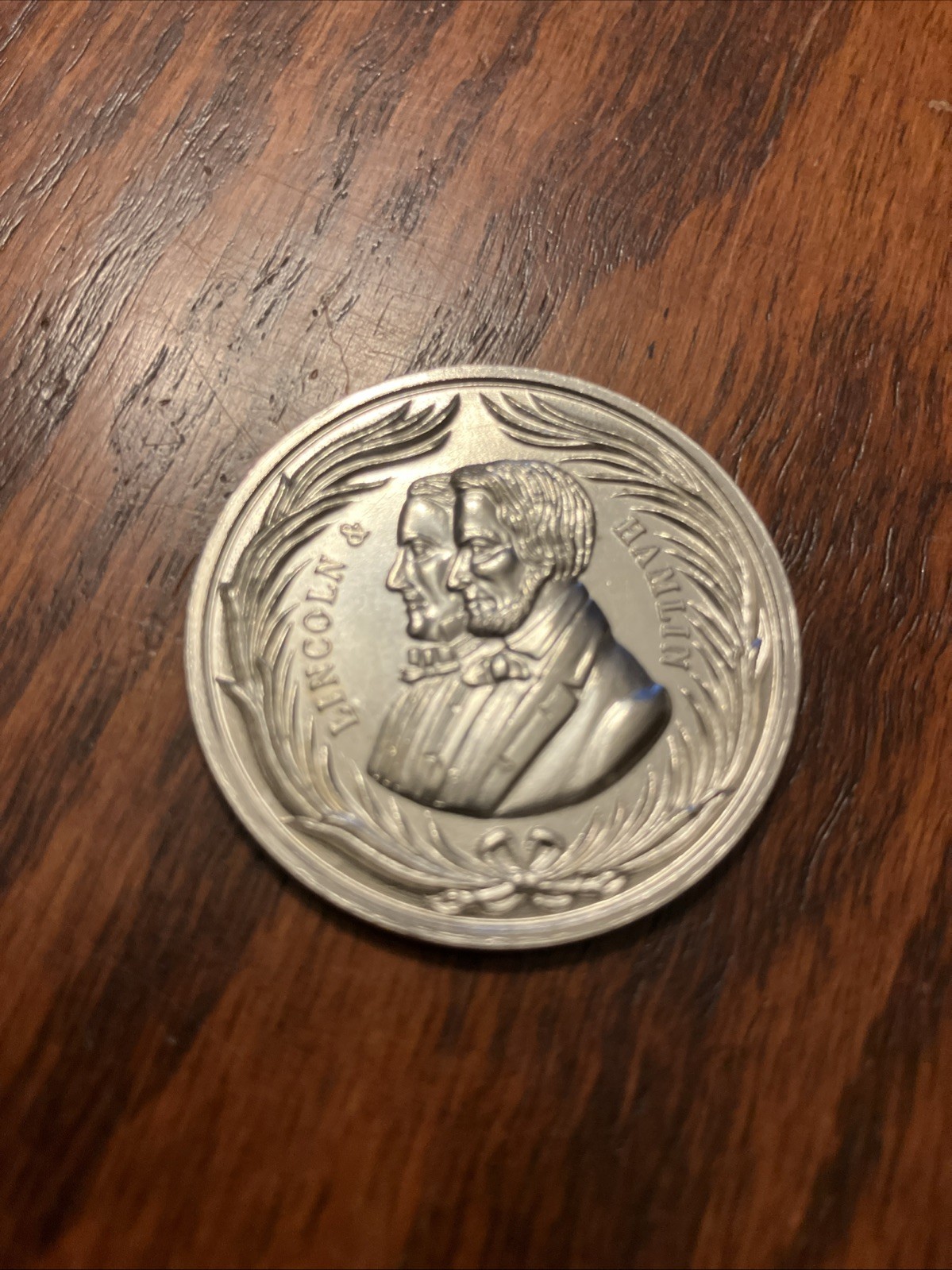 1861 Abraham Lincoln / H. Hamlin Political Campaign Token, 1961 Silver Restrike.