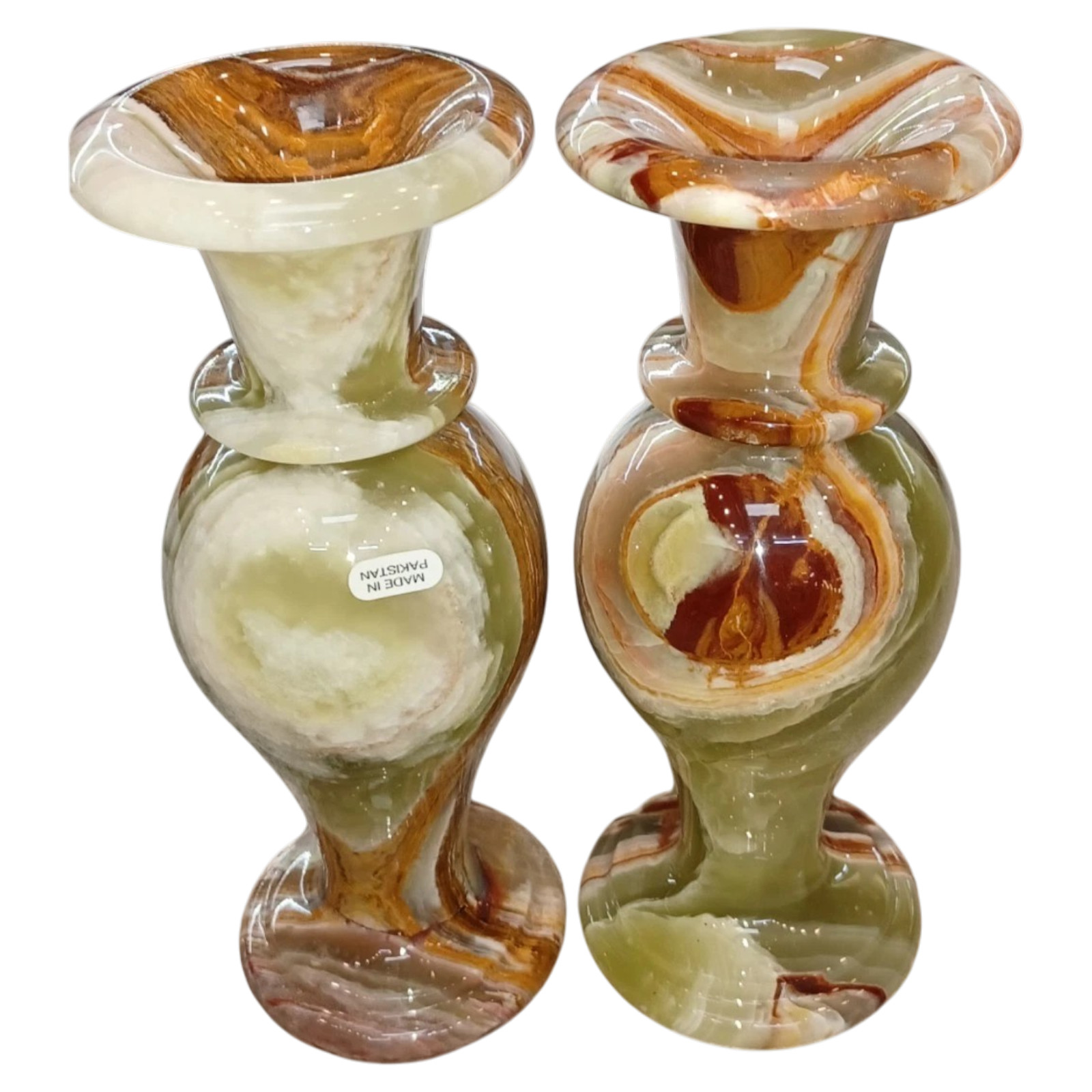 Pair of Green Onyx Marble Vases 8\