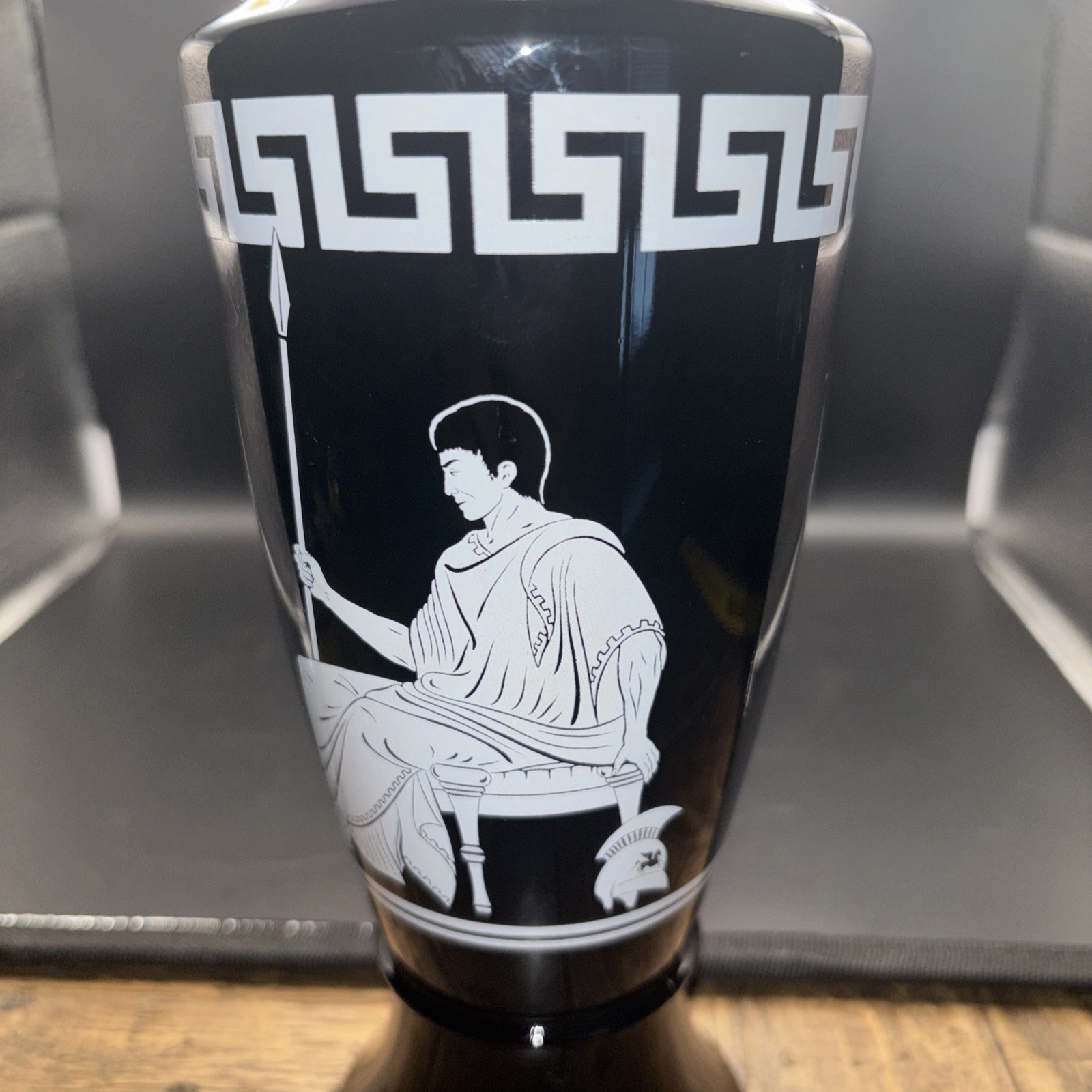 Vintage 1958 Jim Beam Black Glass Decanter Greek Roman Inspired D-334 Odyssey 