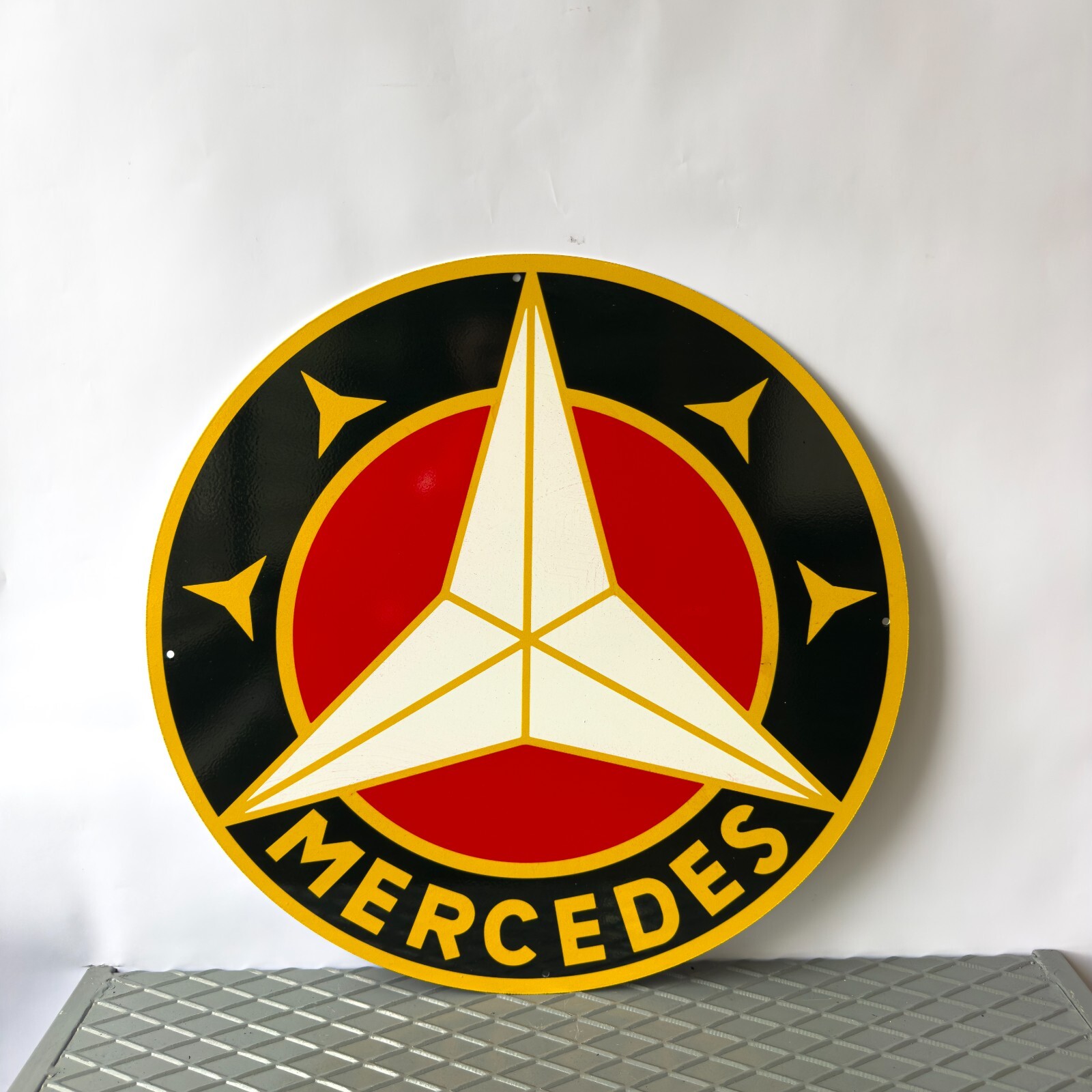 Vintage MERCEDES 1909 Star Logo Heavy Metal Sign XL   – 19.7