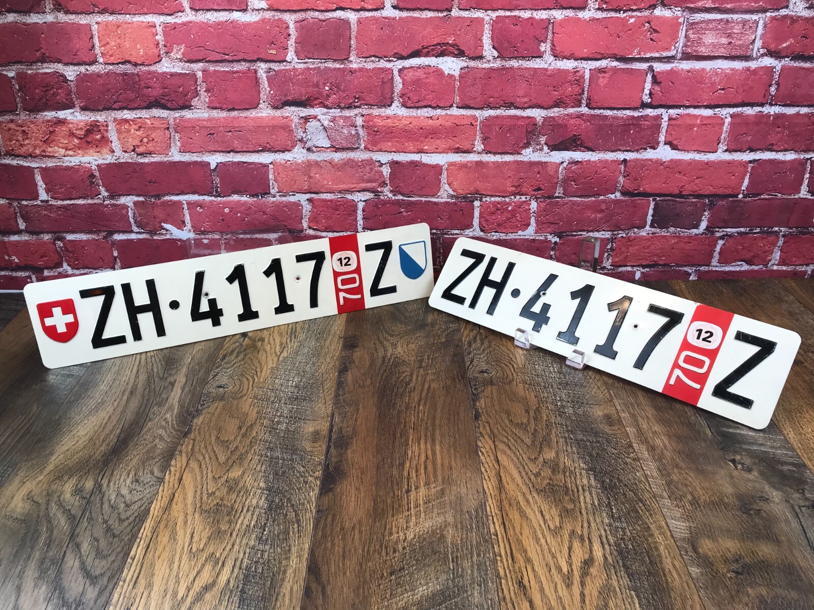RARE PAIR Vintage 1970 SWISS LICENSE PLATES 