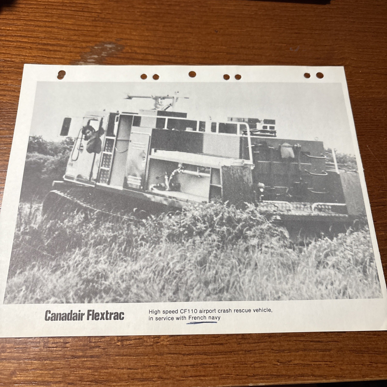 VTG Canadair Flextrac CF 110 Airport Crash Rescue Military Vehicle Photo Sheet