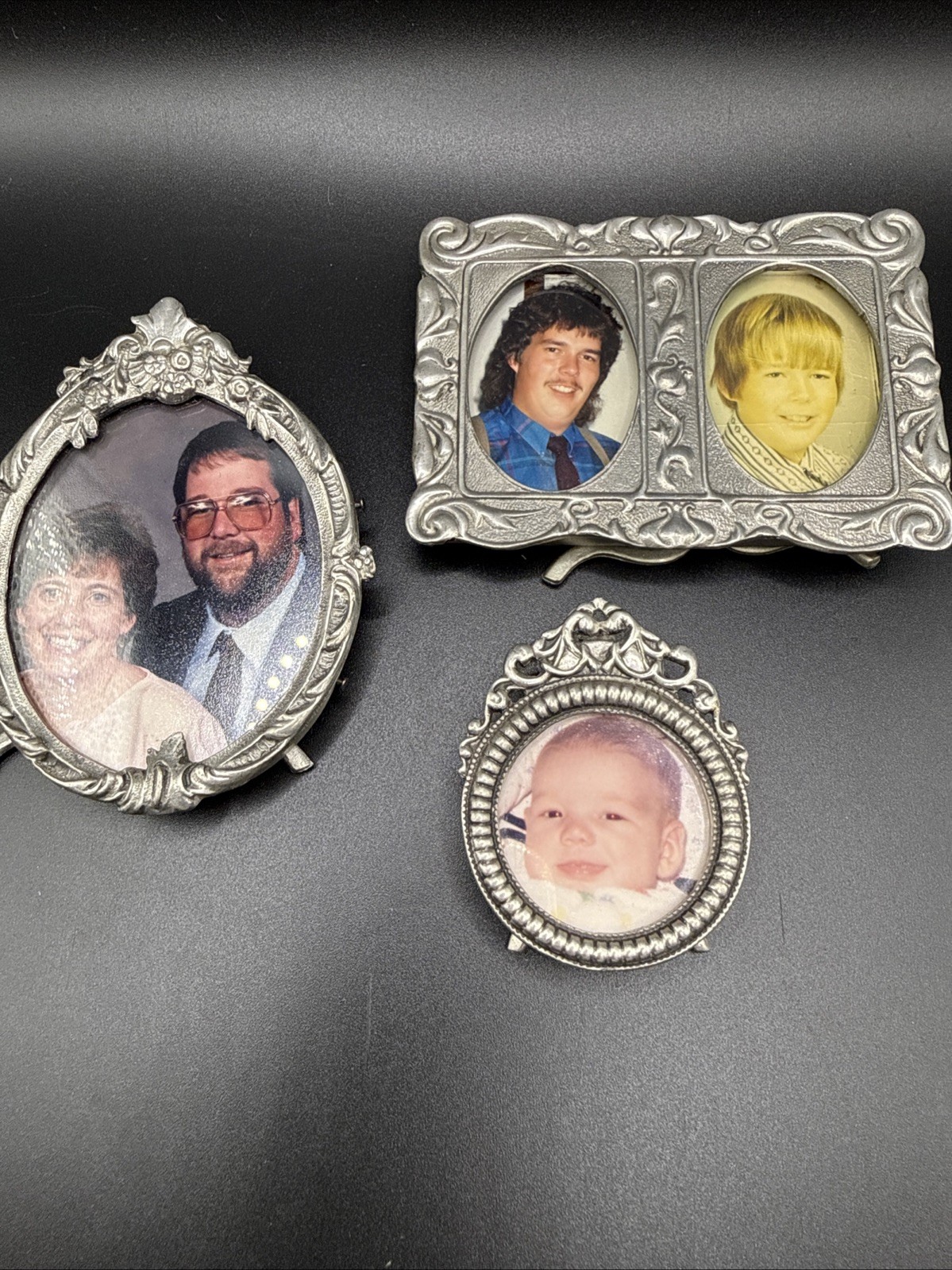 Vintage Elias Miniature Fine Pewter Picture Frame Set of 3 Easel Back