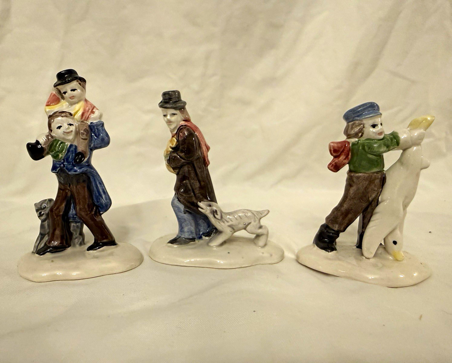 Vintage Fitz & Floyd FF Korea Hand Painted Family Figurines Set of 3