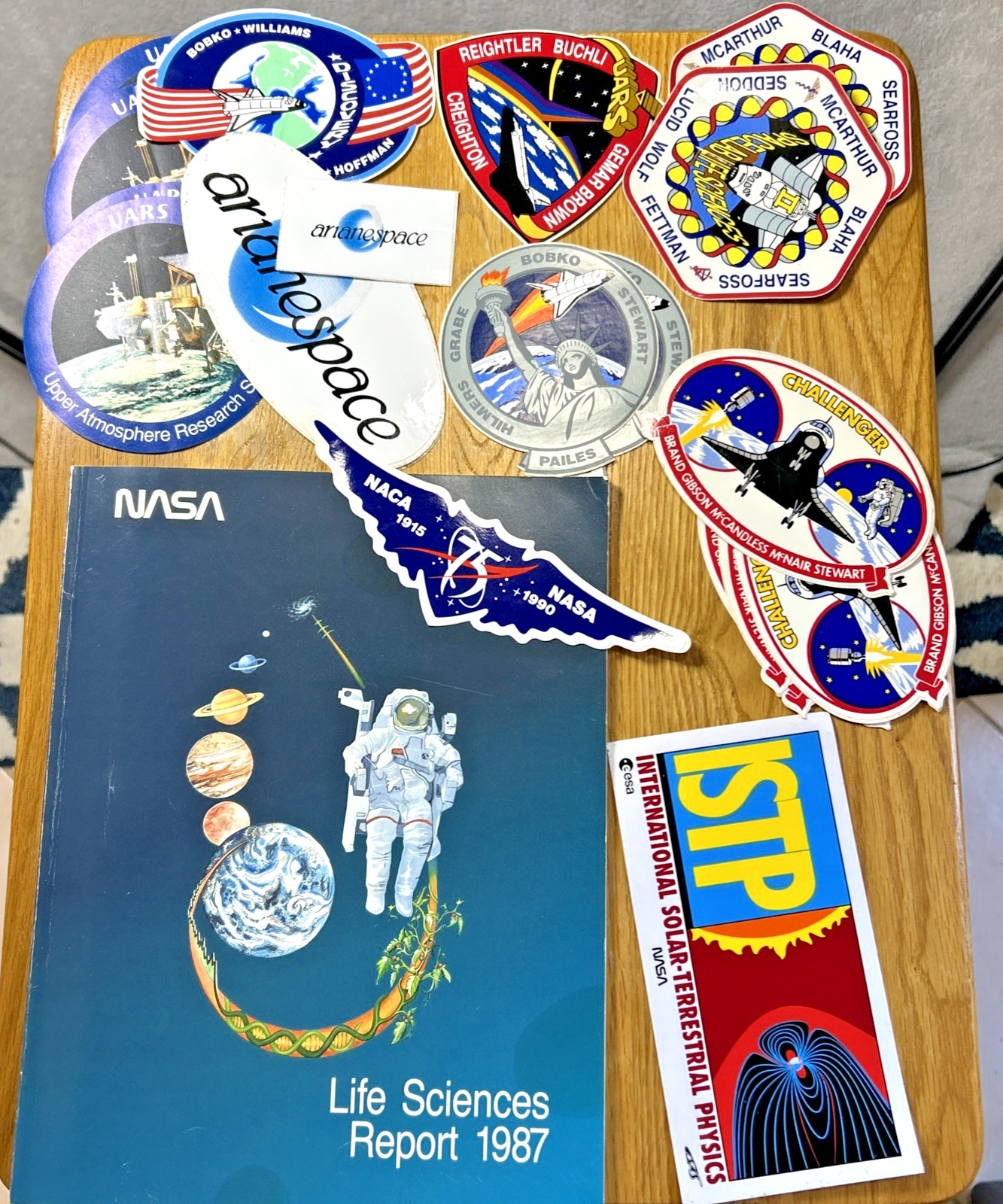 NASA 1987 Life Sciences Research Report + Lot of 17 NASA Stickers