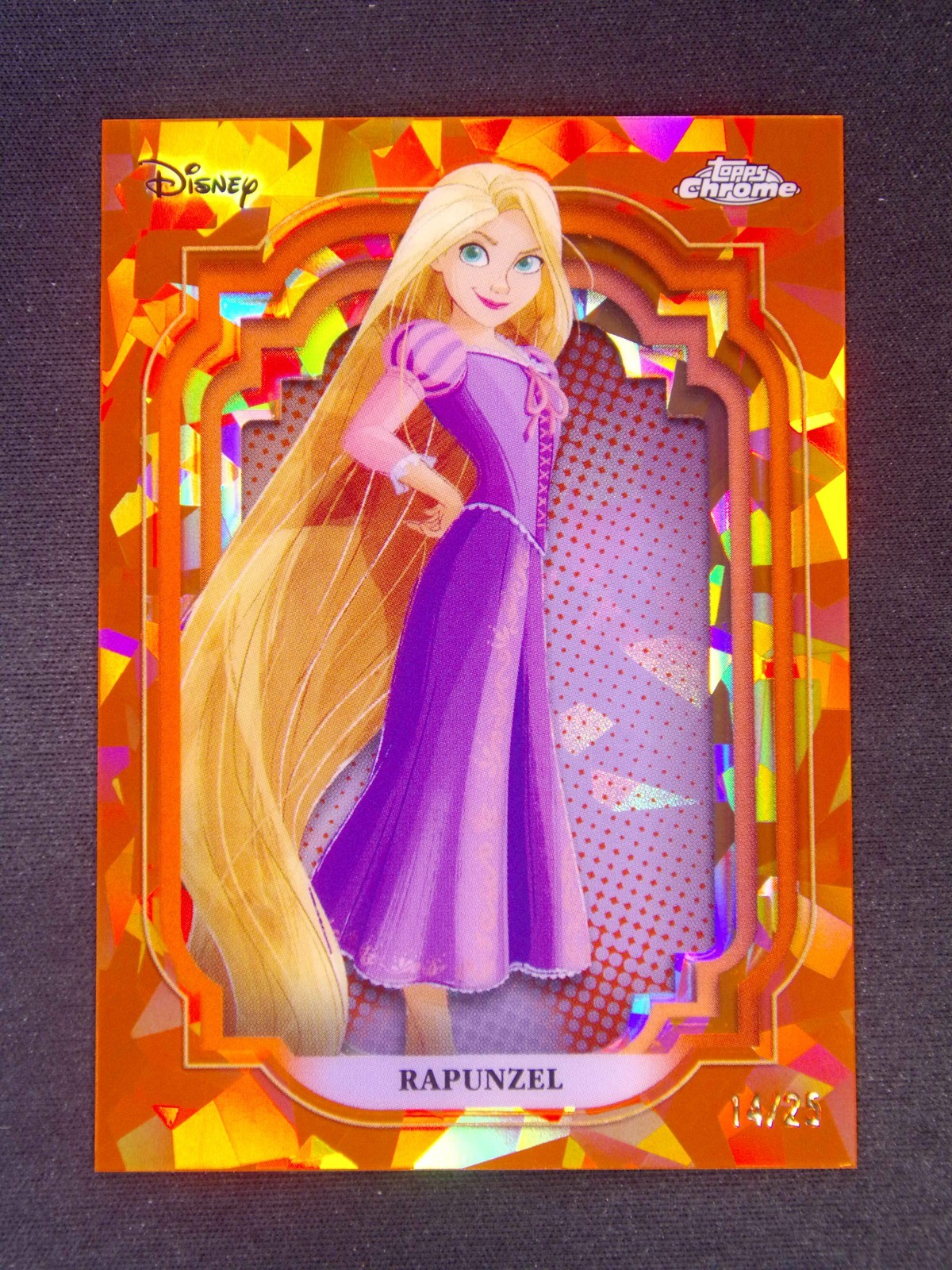2024 Topps Chrome Disney Sapphire Rapunzel #139 Orange /25