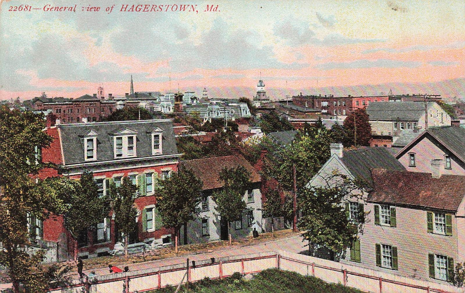 Hagerstown MD Maryland Skyline Downtown Early 1900s Vtg Postcard 25A