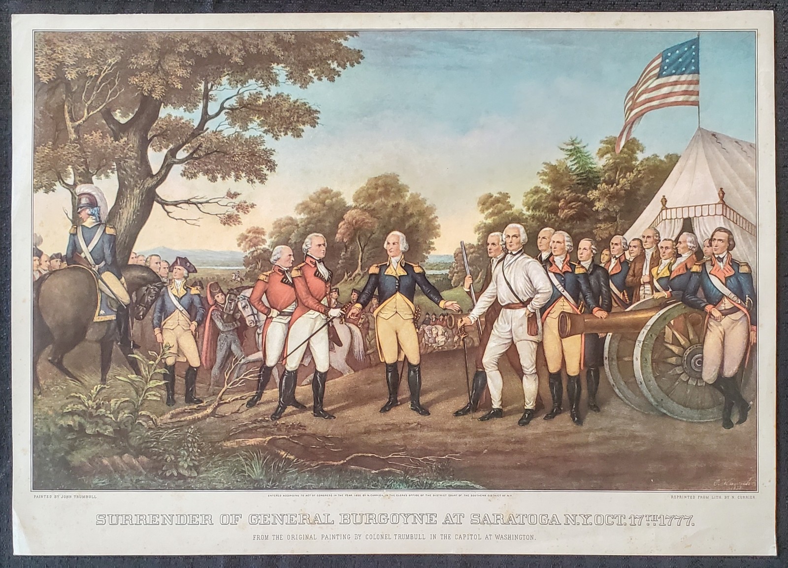 1877 George Washington John Trumbull Painting Currier Lithograph 1961 8x10 Print