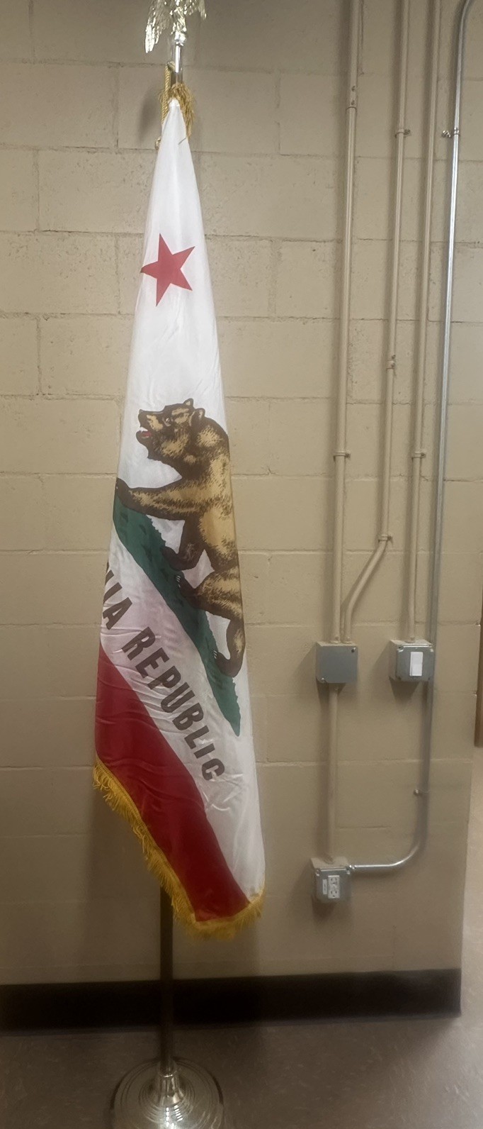 ANNIN California Republic Flag on Pole stand  Gold Fringe, eagle topper  8.5ft 