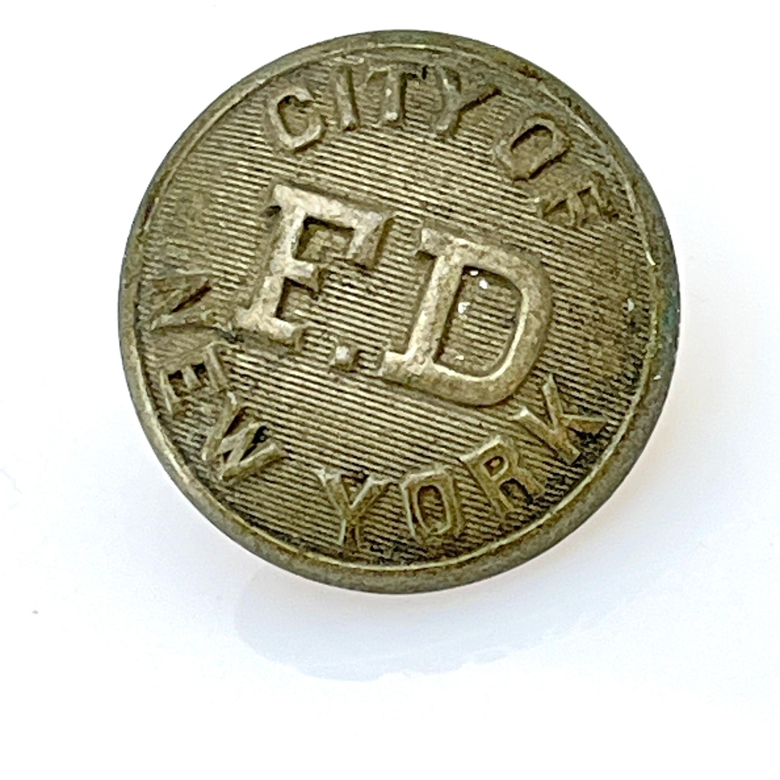 Antique 1800s FDNY City New York Fire Dept Uniform Button Scovill Mfg Waterbury