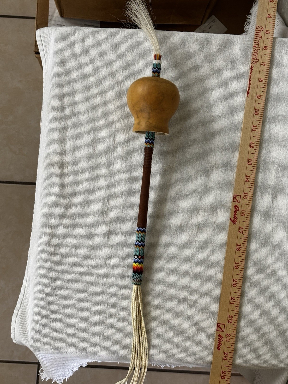 Vintage Peyote Style Gourd Rattle 24\