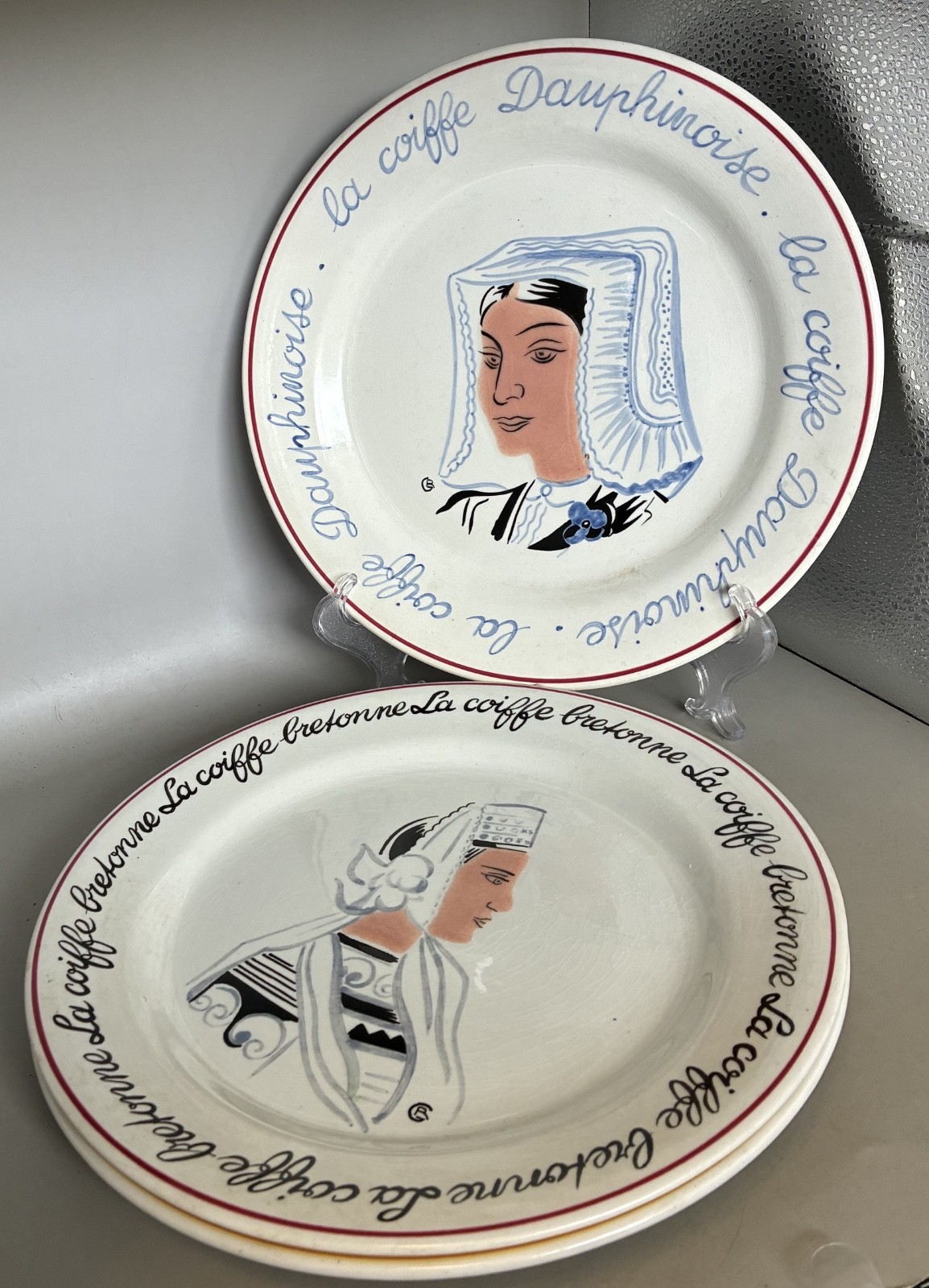 Three Rare Early Limited Edition French Plates Lafayette Gallery - Headresses