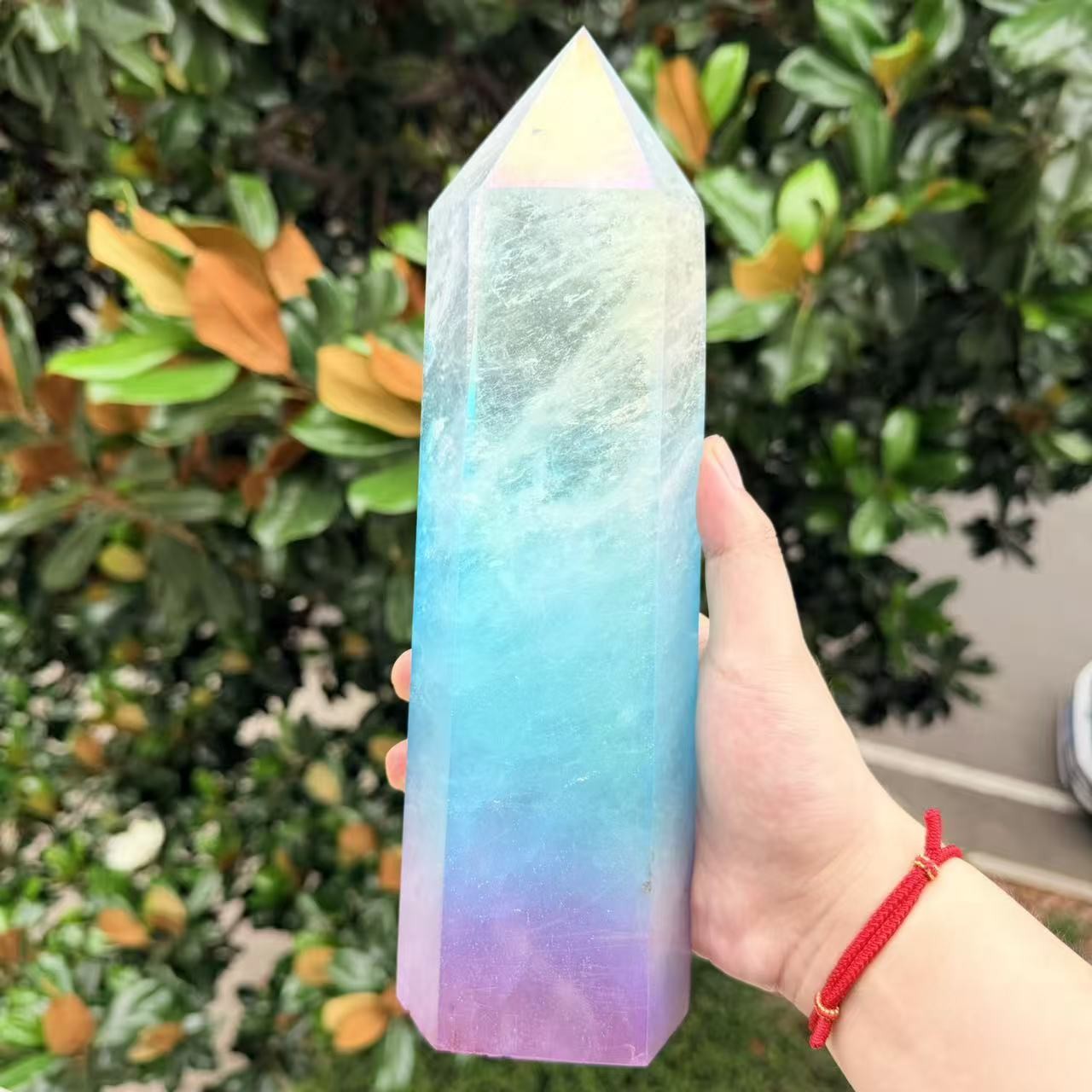 4.6LB Large Natural Angel Aura Clear Quartz Tower Crystal Point Healing Decor