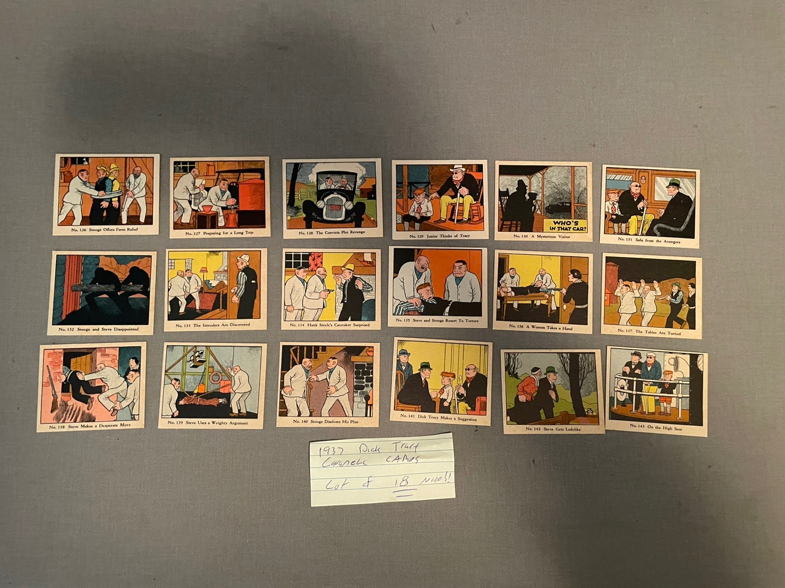 1937 Dick Tracy Caramels , non sport Cards, lot of 18,  nice  