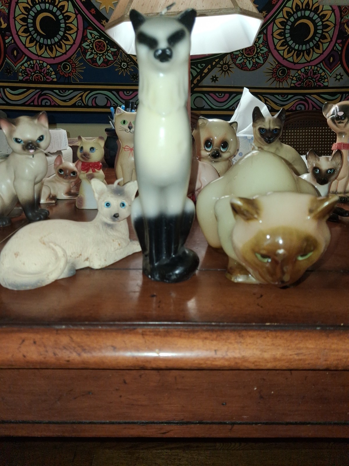Vintage Siamese Cat Decorative Candles 3 piece family