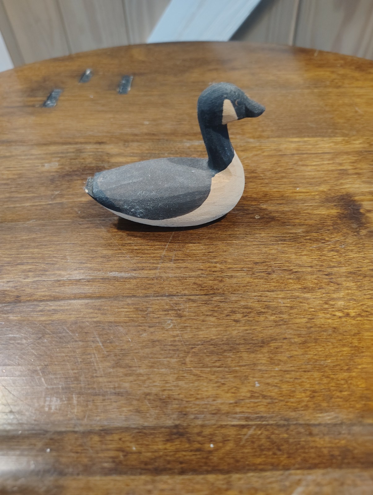 KW Burt Hand-Carved Painted Wooden Canadian Goose Sculpture 3 3/8”x2 3/8\