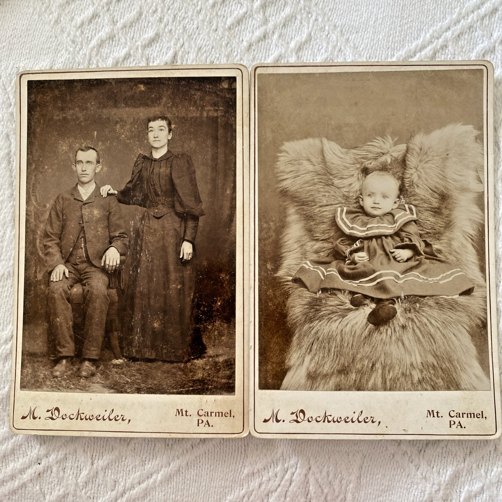 Cabinet Photos CDV Family BEAUTIFUL BABY GIRL by M. Dockweiler MT CARMEL PA