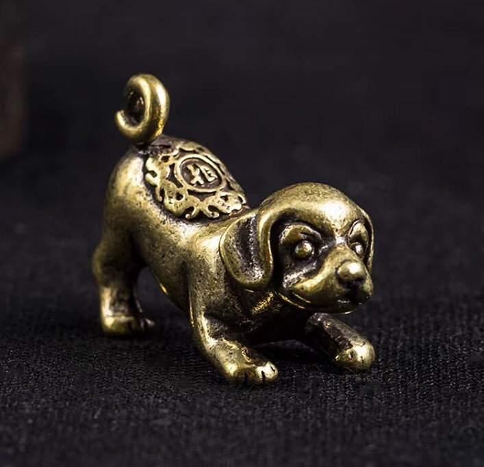 Brass Puppy Dog Animal Statue Small Sculpture Figurine Office Home Decor Gifts
