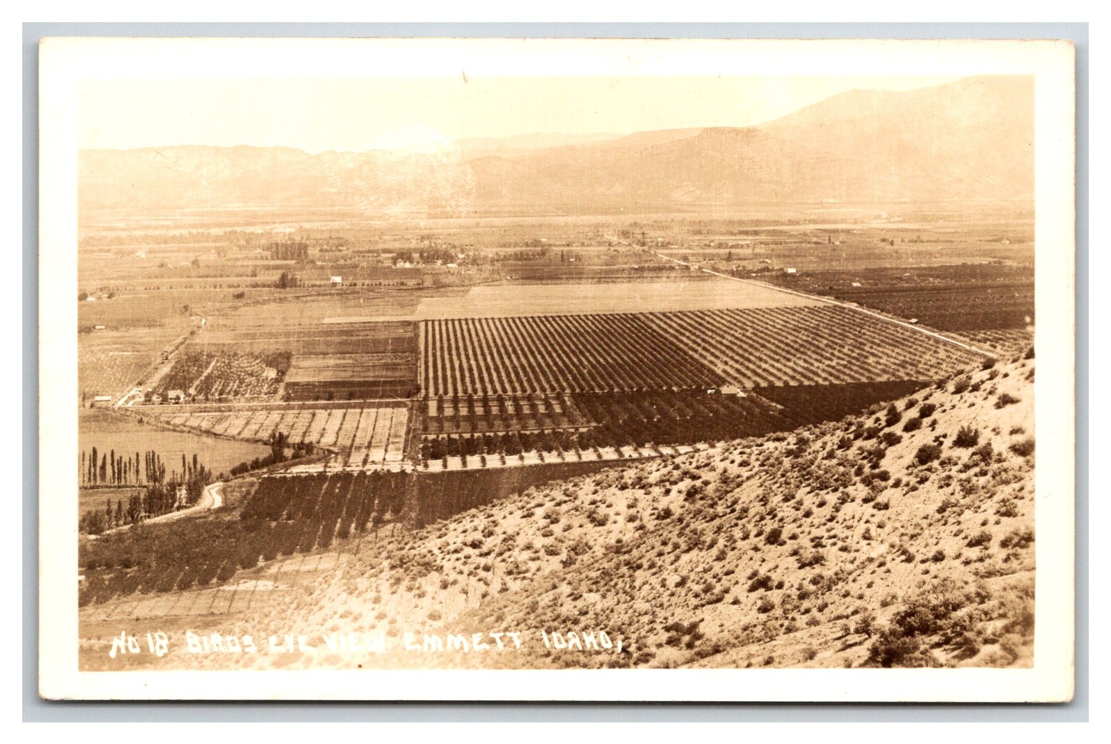 Birds Eye View Of Emmett Idaho ID Gem County RPPC