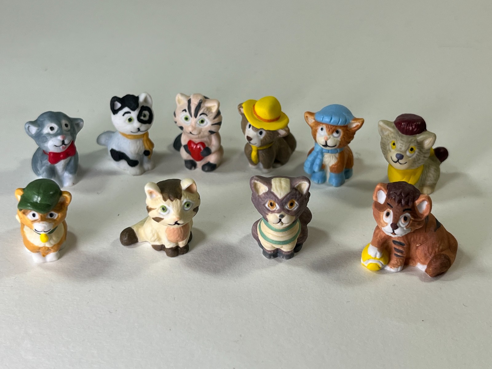Feline Friends - Cats - Ceramic Mini- French Feves - Set of 10 - Doll House
