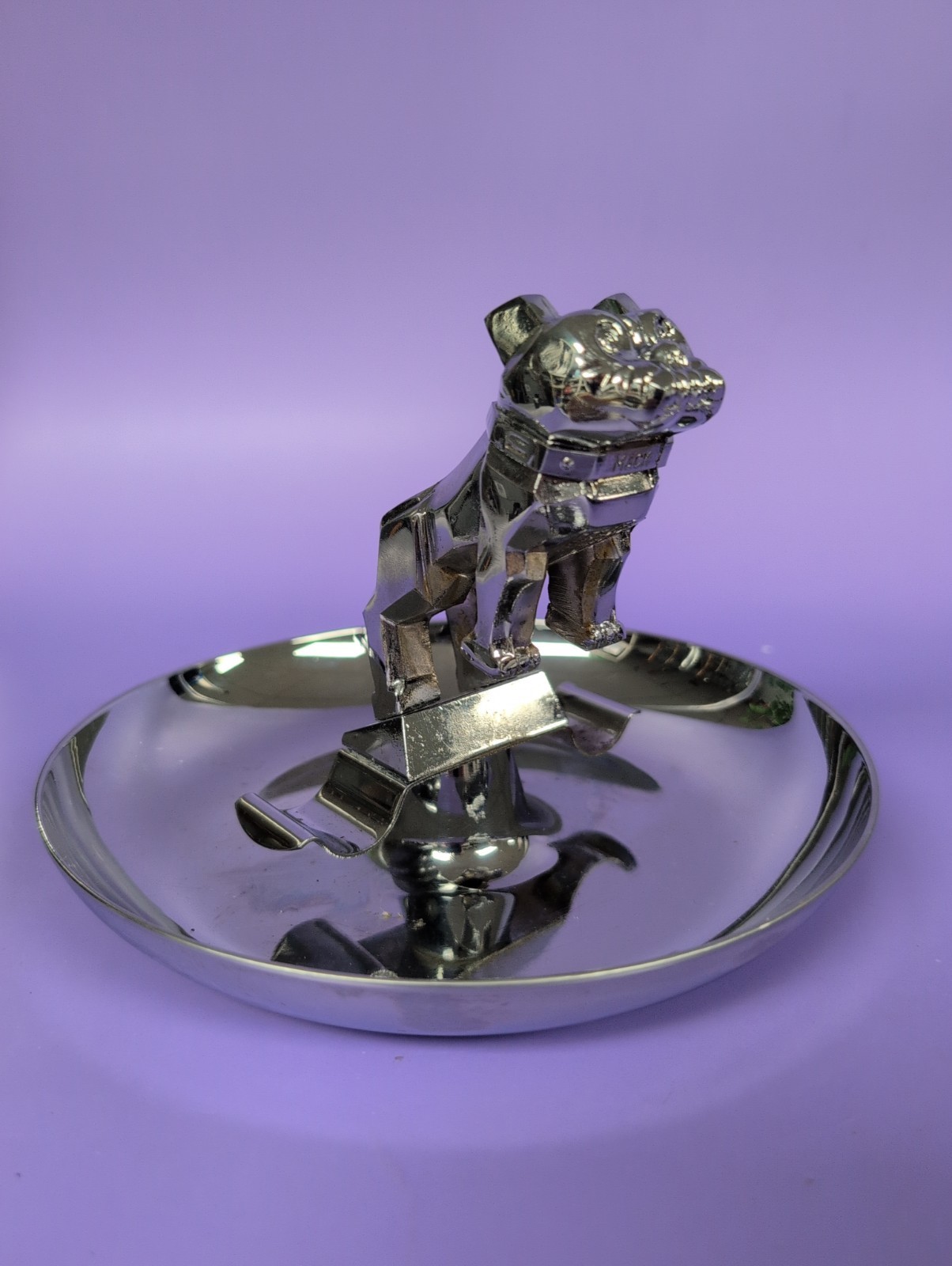 Vintage Original MACK TRUCK Bulldog Chrome Cigar Ashtray/Cigar Tray Central CHG