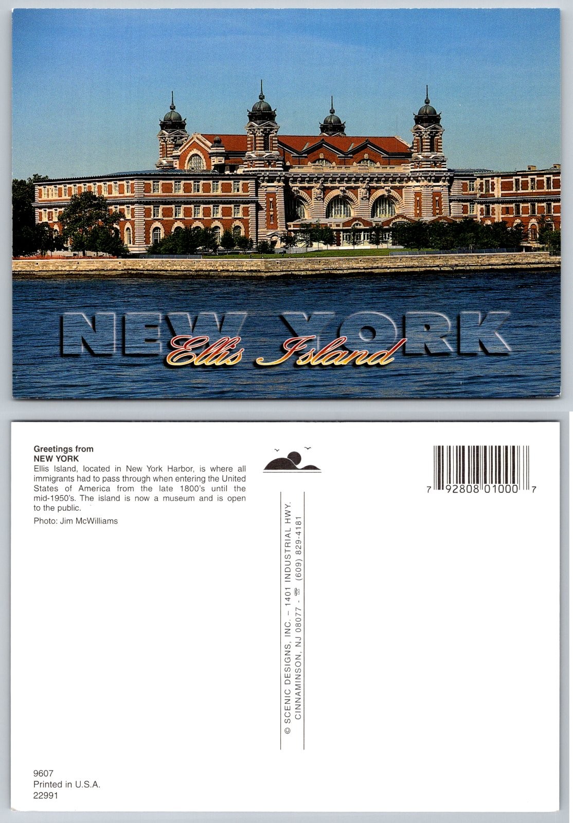 Continental Greetings from New York Ellis Island Large Letter Postcard