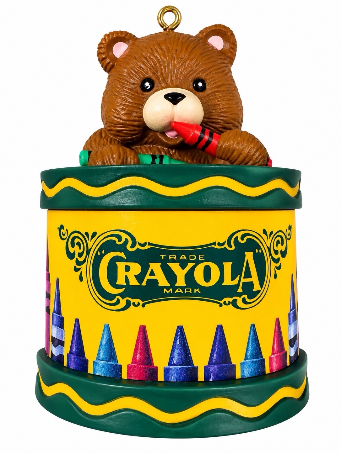 Vintage 1992 Crayola Teddy Bear Christmas Ornament Binney Smith Crayon Box