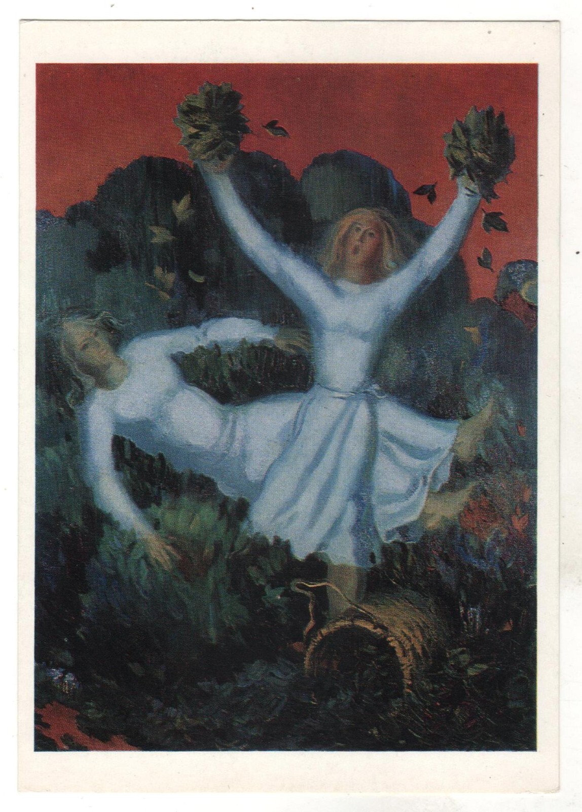 1978 Young GIRLS Among the tea roses ART Soviet Russian Postcard OLD