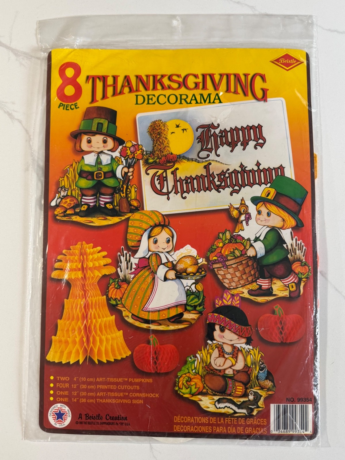 Vintage 1995 Thanksgiving Decorama by Beistle Corporation 8-Pieces, Rare/New