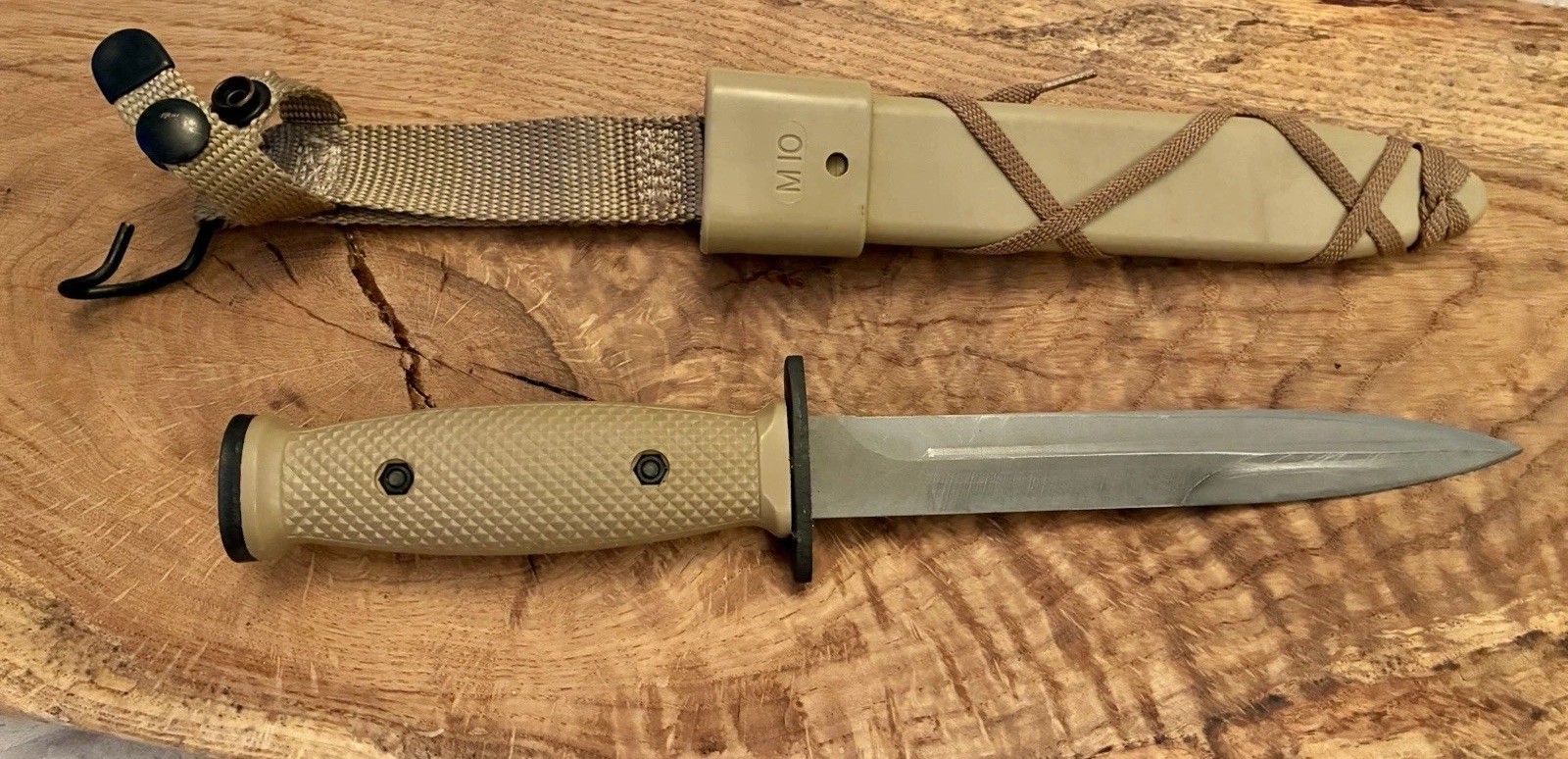 Vintage General Cutlery Desert Tan M3 Style Combat Knife M10 Scabbard