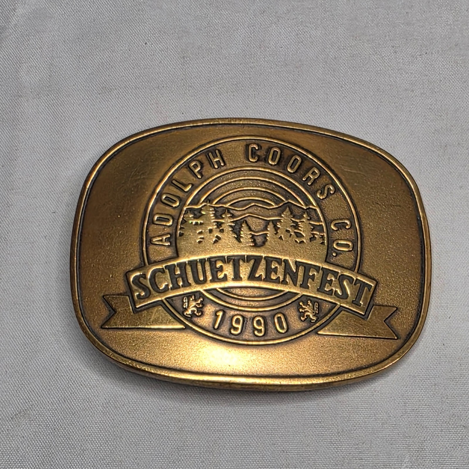 Adolph Coors Co Schuetzenfest 1990 Belt Buckle Solid Brass 204/400 USA Vintage